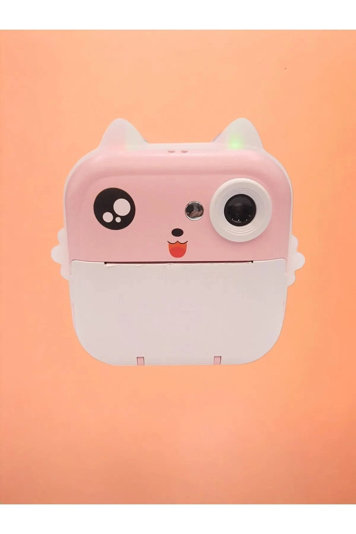 Çocuk Fotoğraf Makinesi Pembe, Taşınabilir Yazıcı Siyah Beyaz Print Özelliği, Full Hdi