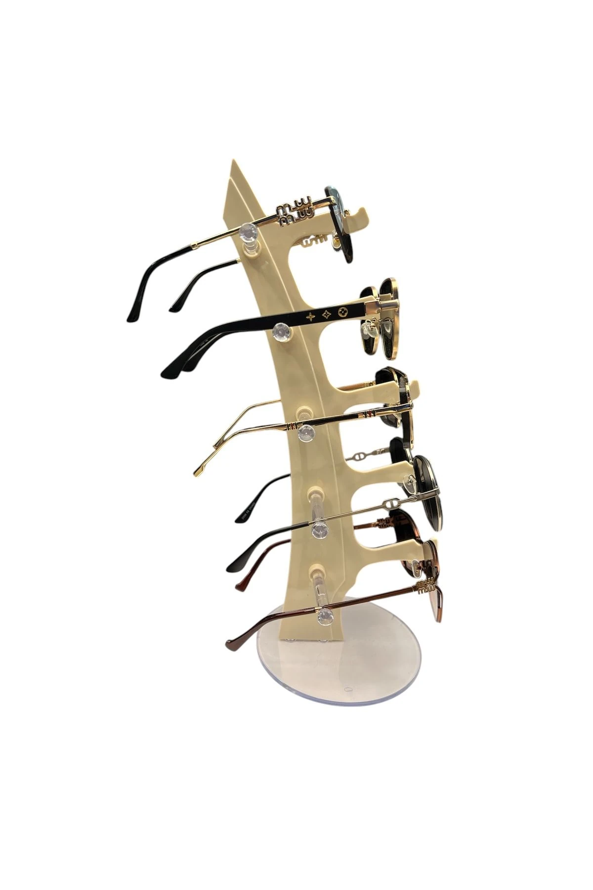 Gözlük Standı Yelken Model, 5 Gözlük Kapasiteli Teşhir Standı Kemik Rengi