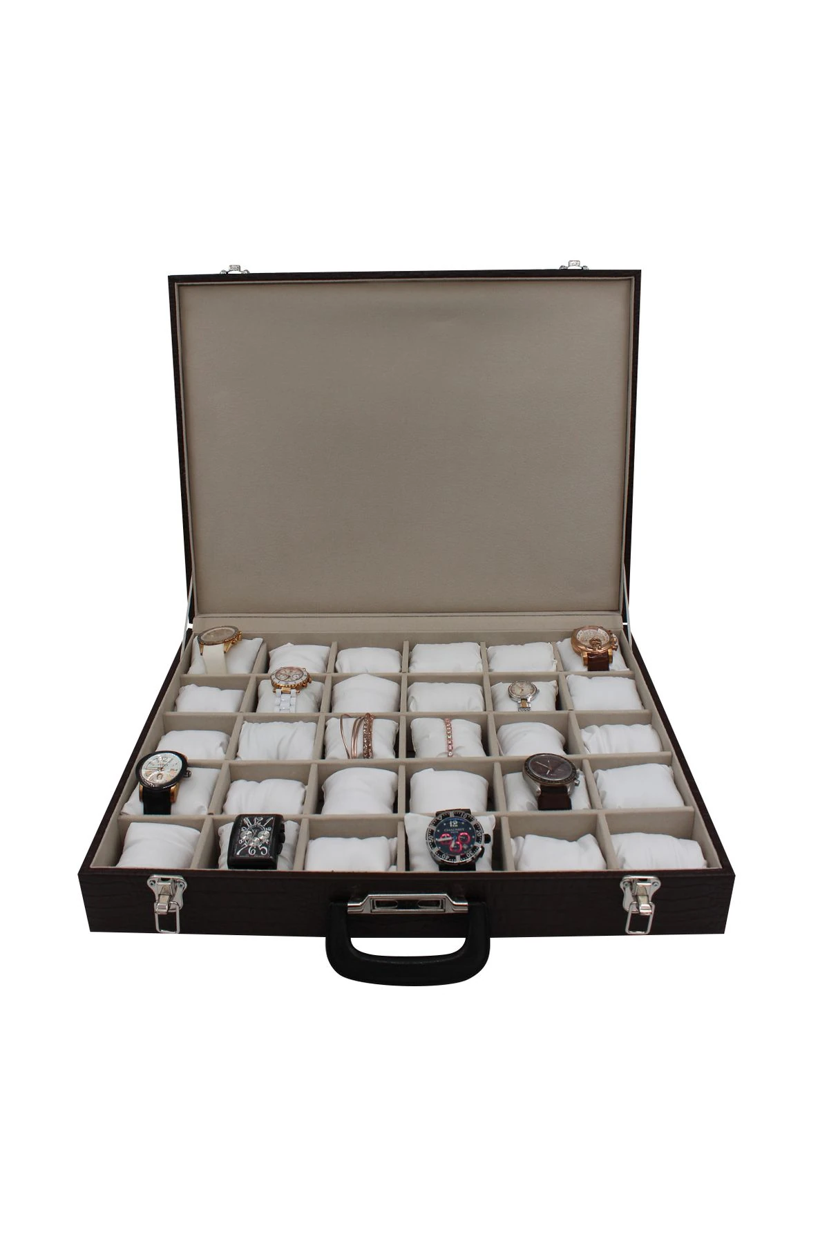 Saat Çantası 30'lu Camsız Kahve Kroko