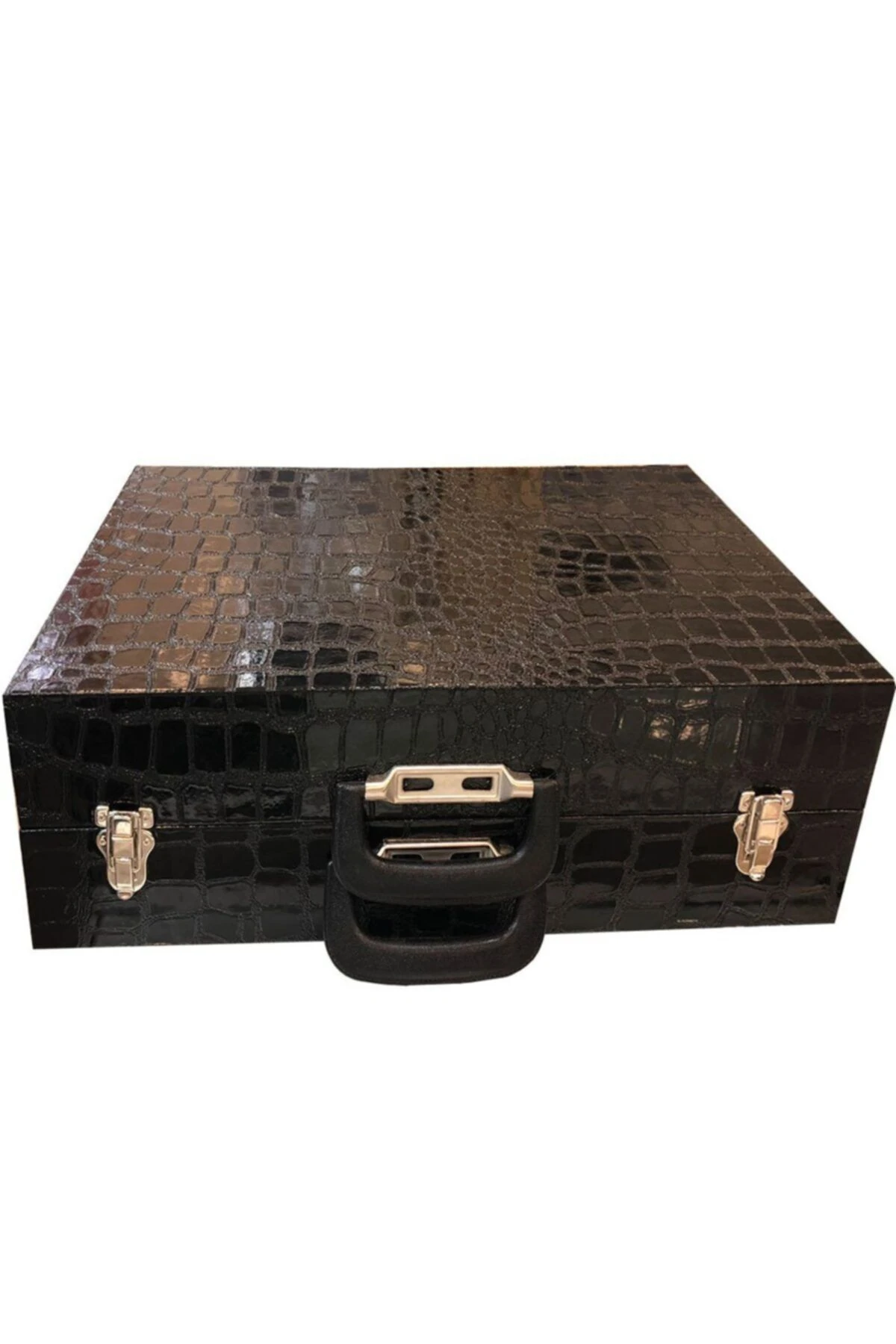 Saat Çantası 48'li Siyah Rugan Içi Beyaz