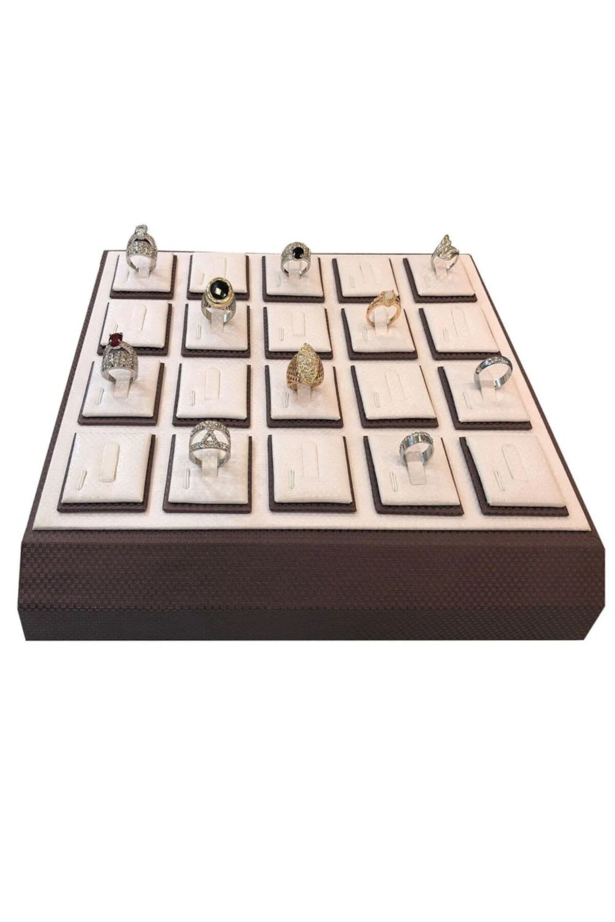 Yüzük Tablası 20'li Karbon Tırnaklı Model Kahve