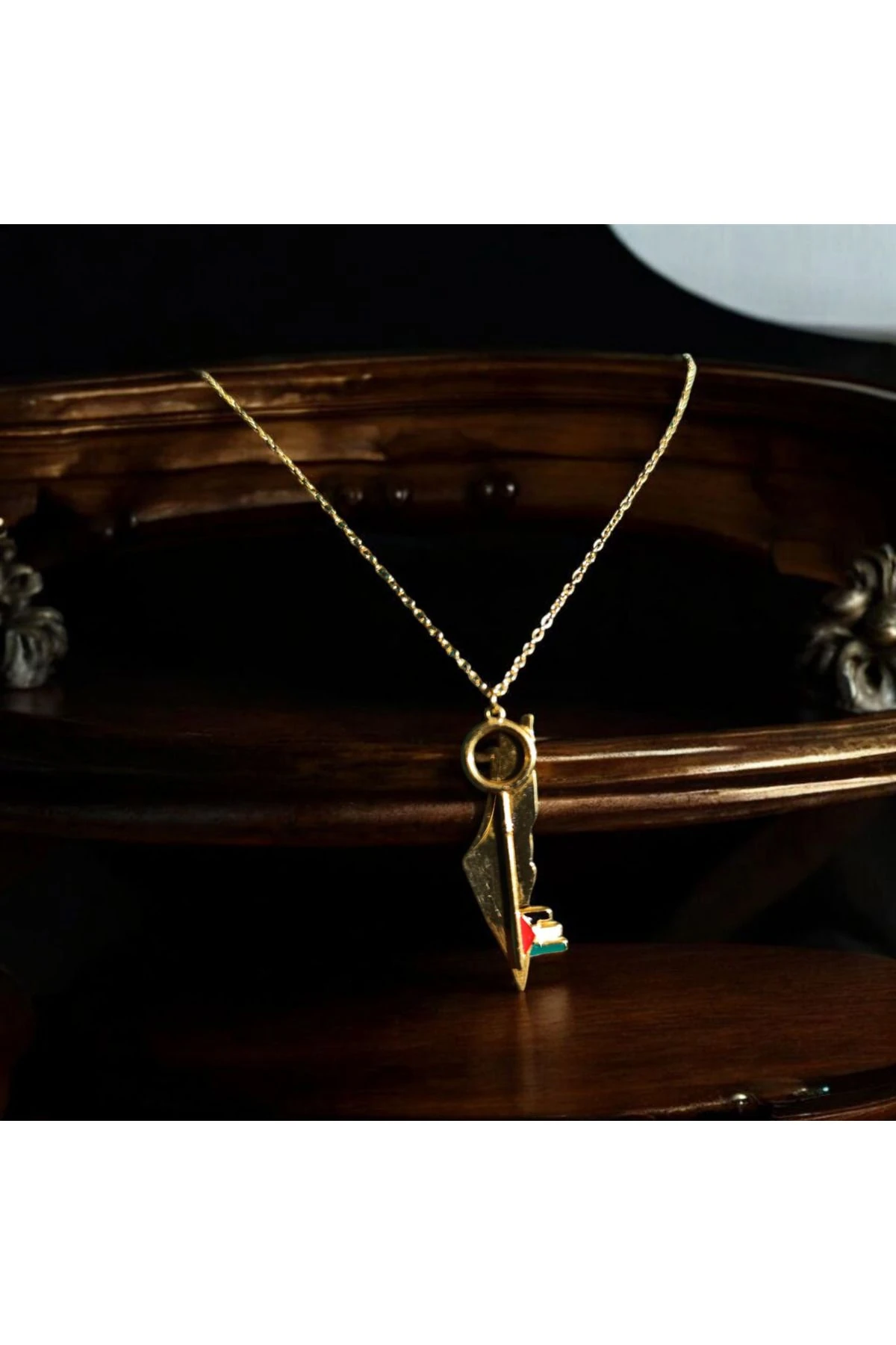 Filistin Haritalı Anahtar Temalı Özel Tasarım Kolye