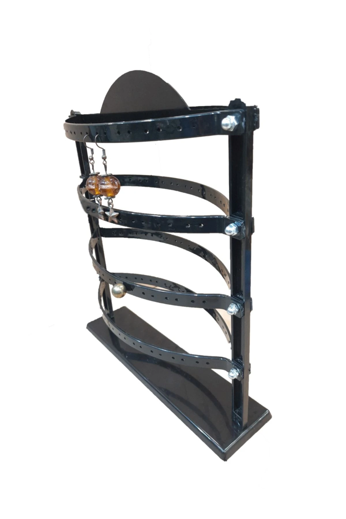 Küpe Standı 4 Katlı Çift Yönlü Oval Siyah