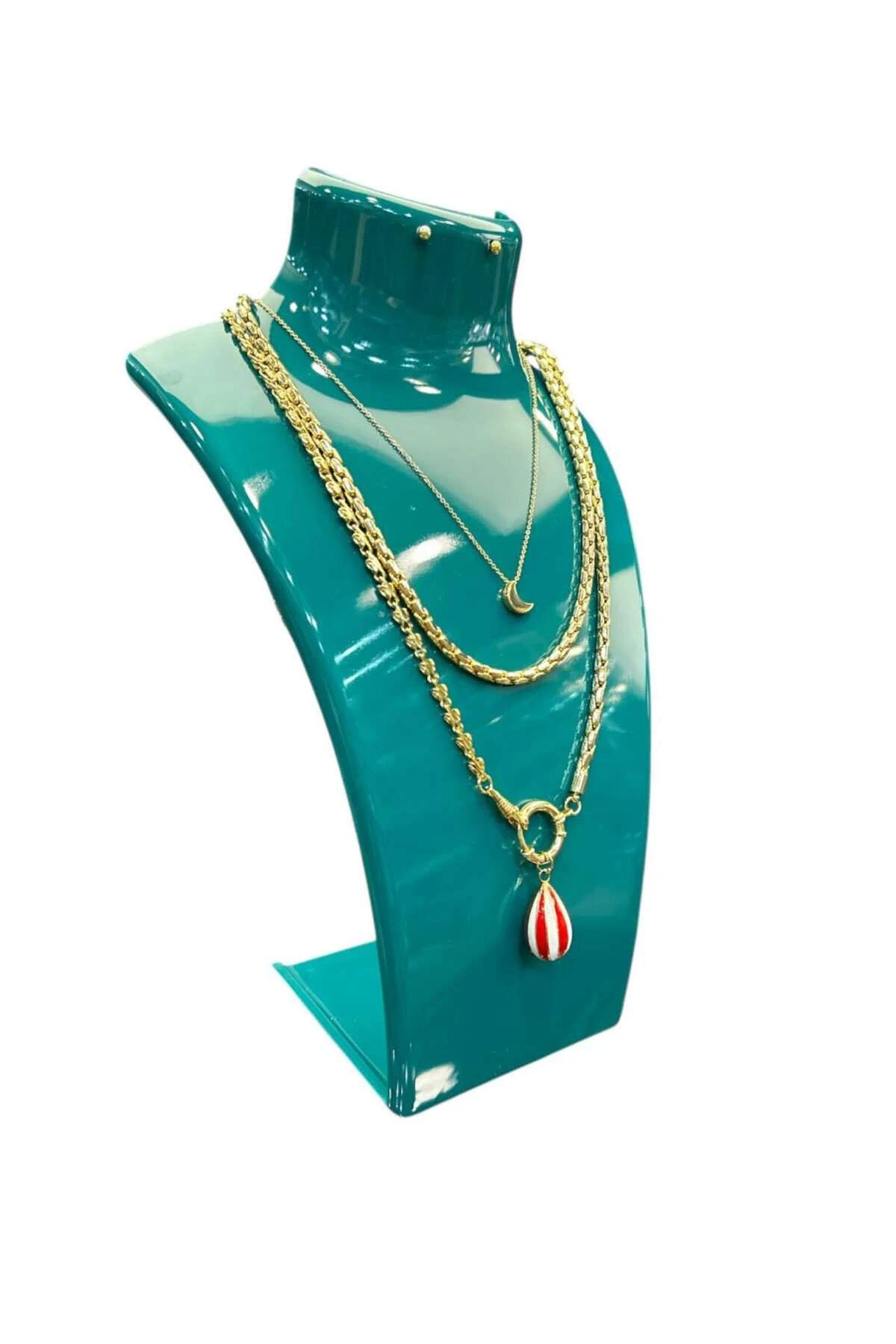 Kolye Standı Akrilik -Takı Teşhir ve Saklama Standı Turkuaz 19x30 cm