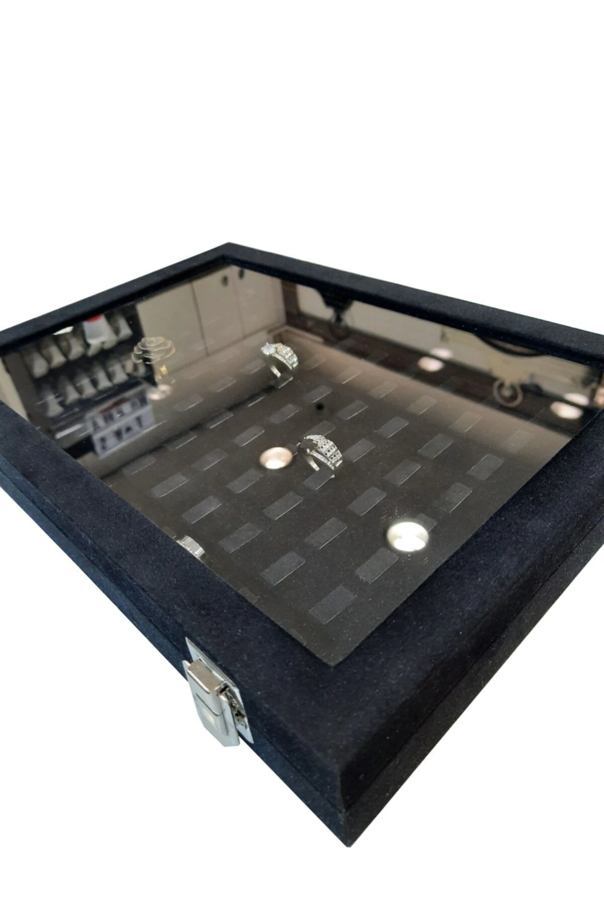Yüzük Kutusu Tırnaklı Model Alcantara Siyah