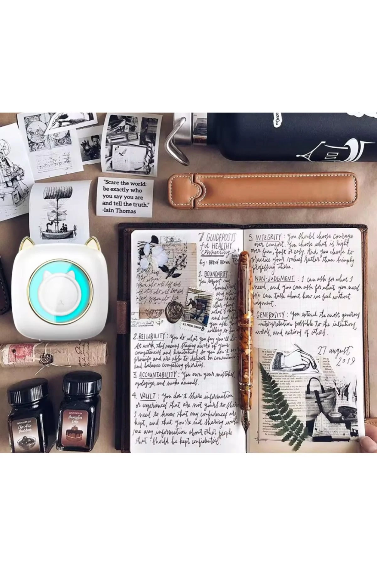 Mini Bluetooth Yazıcı,mini Yazıcı, Funprint 1 Adet Beyaz Rulo Kağıt, 3 Adet Renkli Kağıt Hediye.