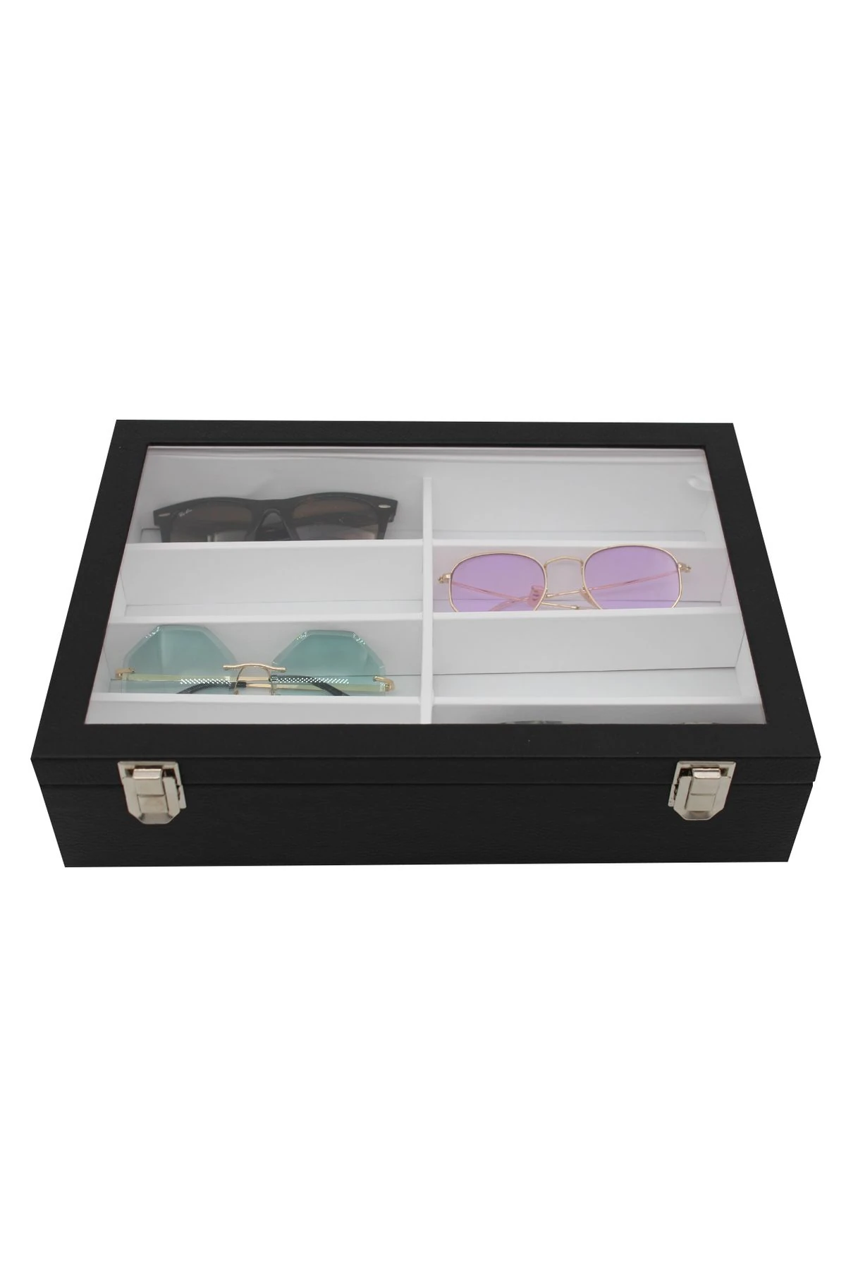 Gözlük Kutusu 8'li Siyah Içi Beyaz