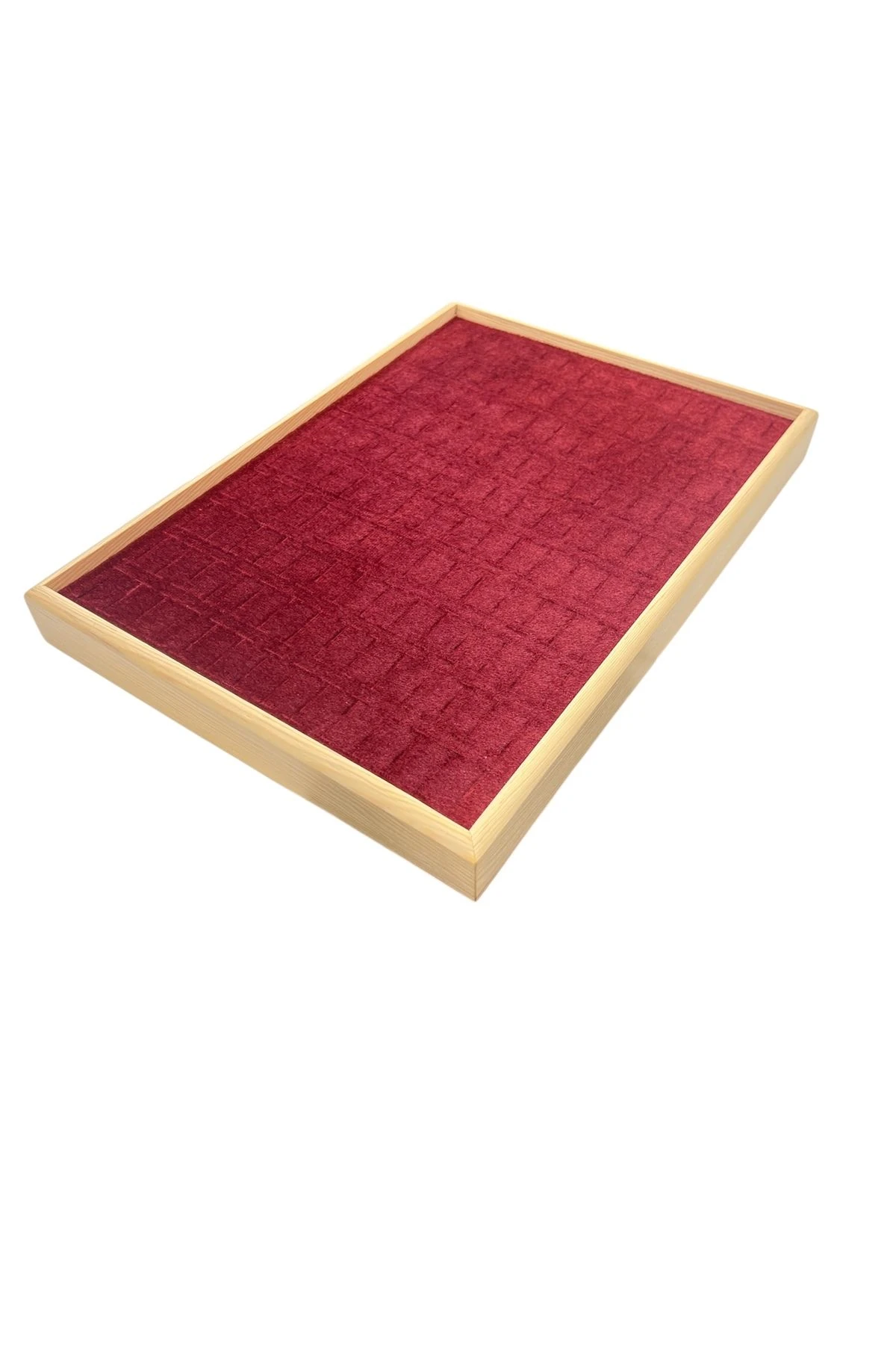 Ahşap Yüzük Takı Piercing Tablasi (34,5x24,5x2,5cm) Ahşap Kırmızı