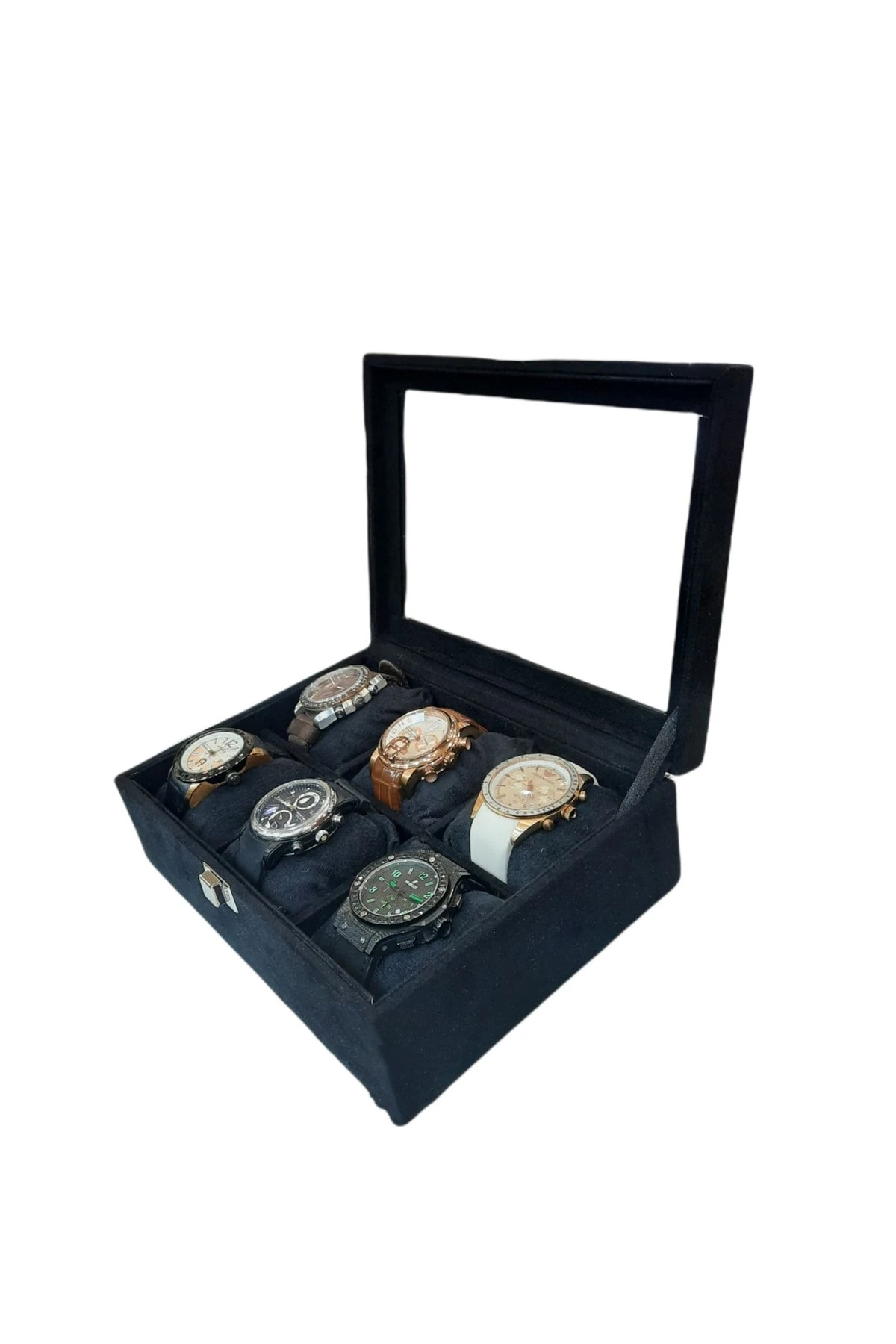 Saat Kutusu 6'lı Alcantara Siyah