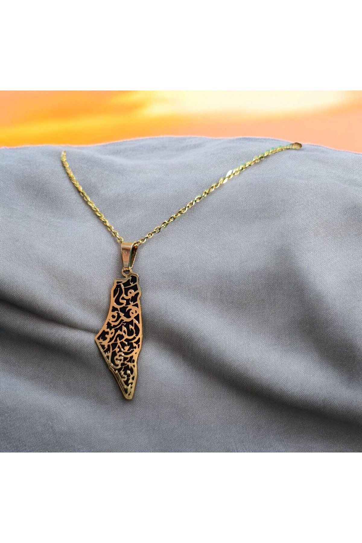 Filistin Haritalı ve Temalı Özel Tasarım Kolye