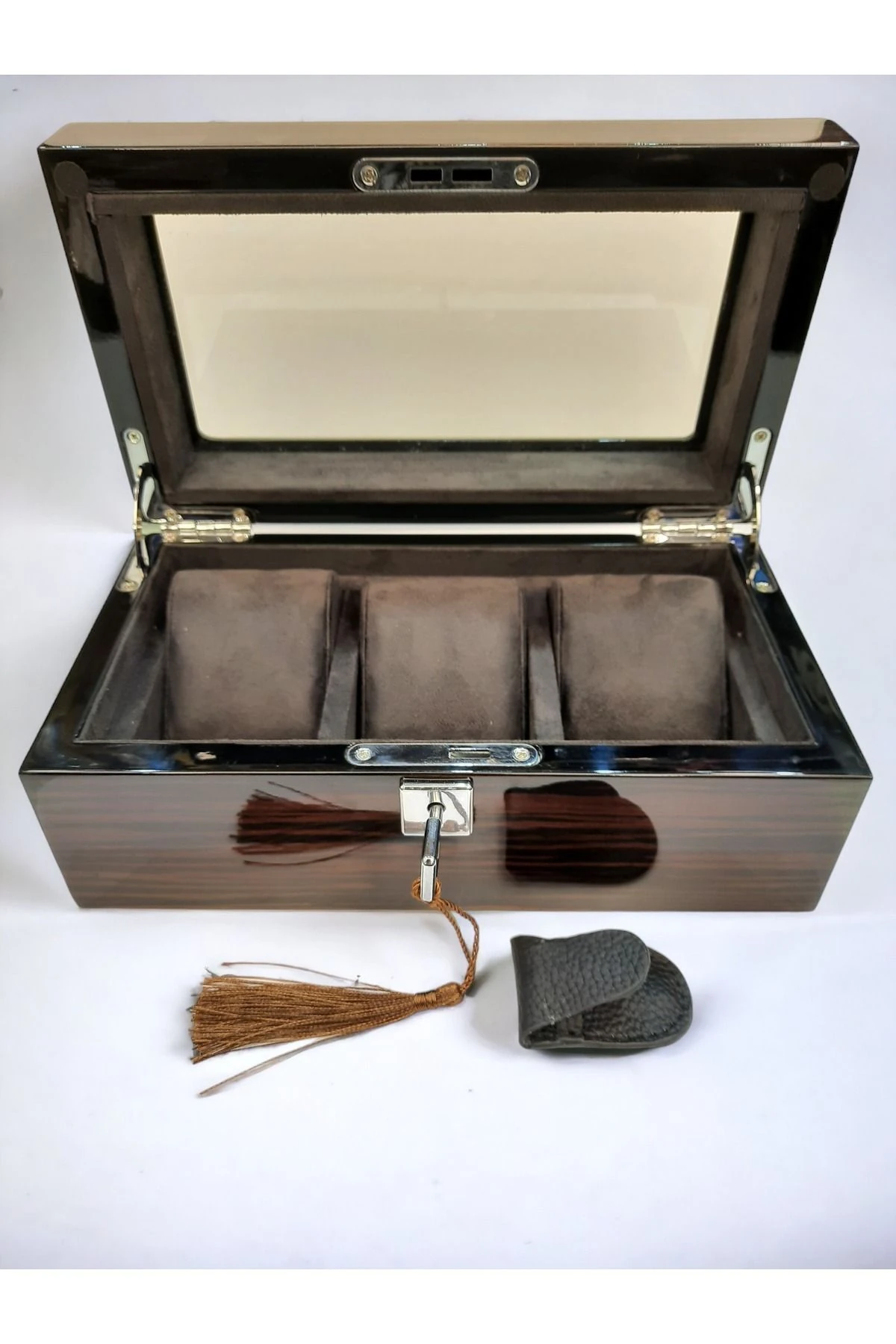 Saat Kutusu Özel Üretim Ahşap Damarlı Model 3'lü