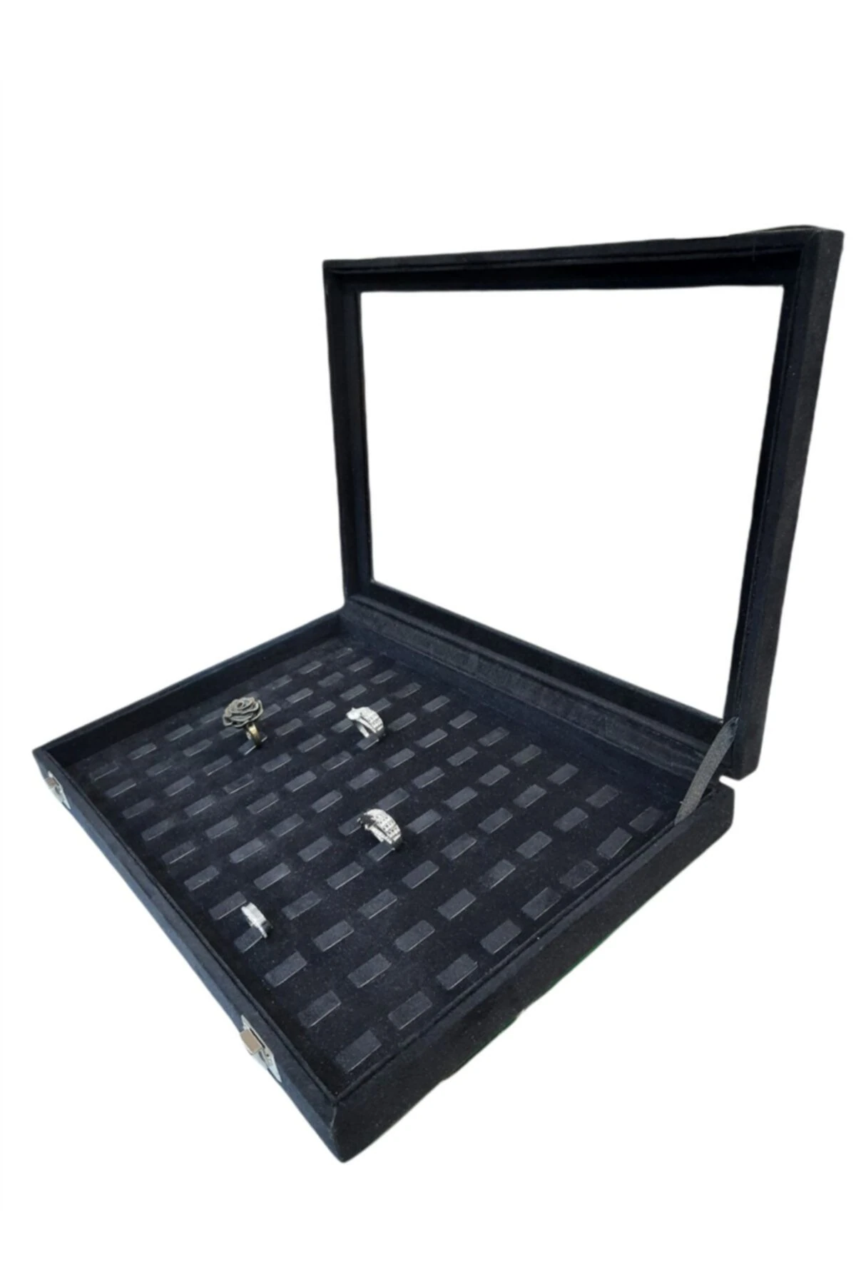 Yüzük Kutusu Tırnaklı Model Alcantara Siyah
