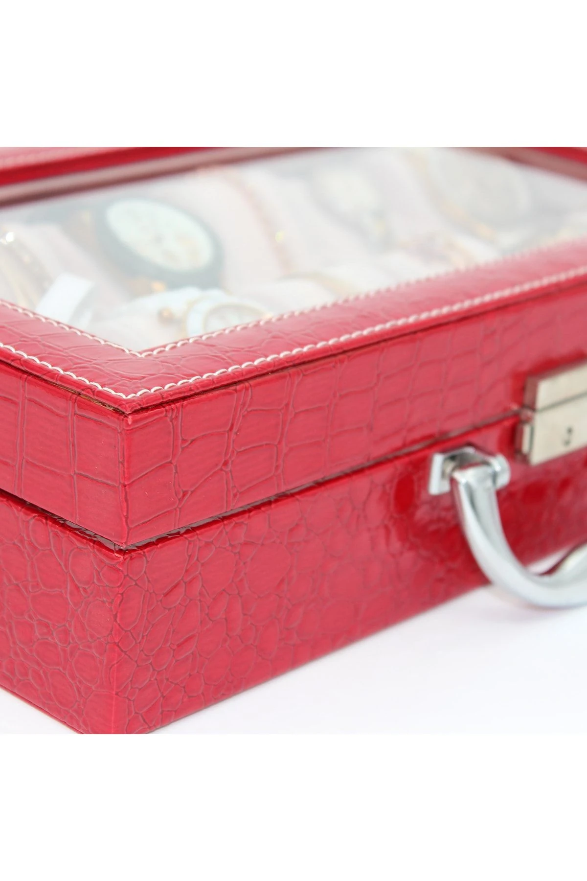 Saat Çantası Ithal 12'li Camlı Rugan Kırmızı