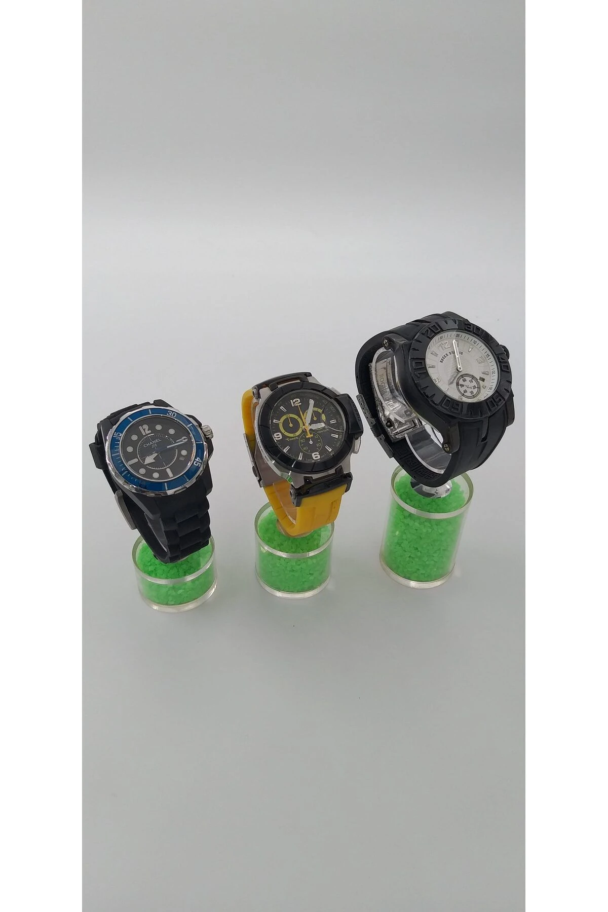 Saat Standı 3'lü Set Taşlı Model Yeşil