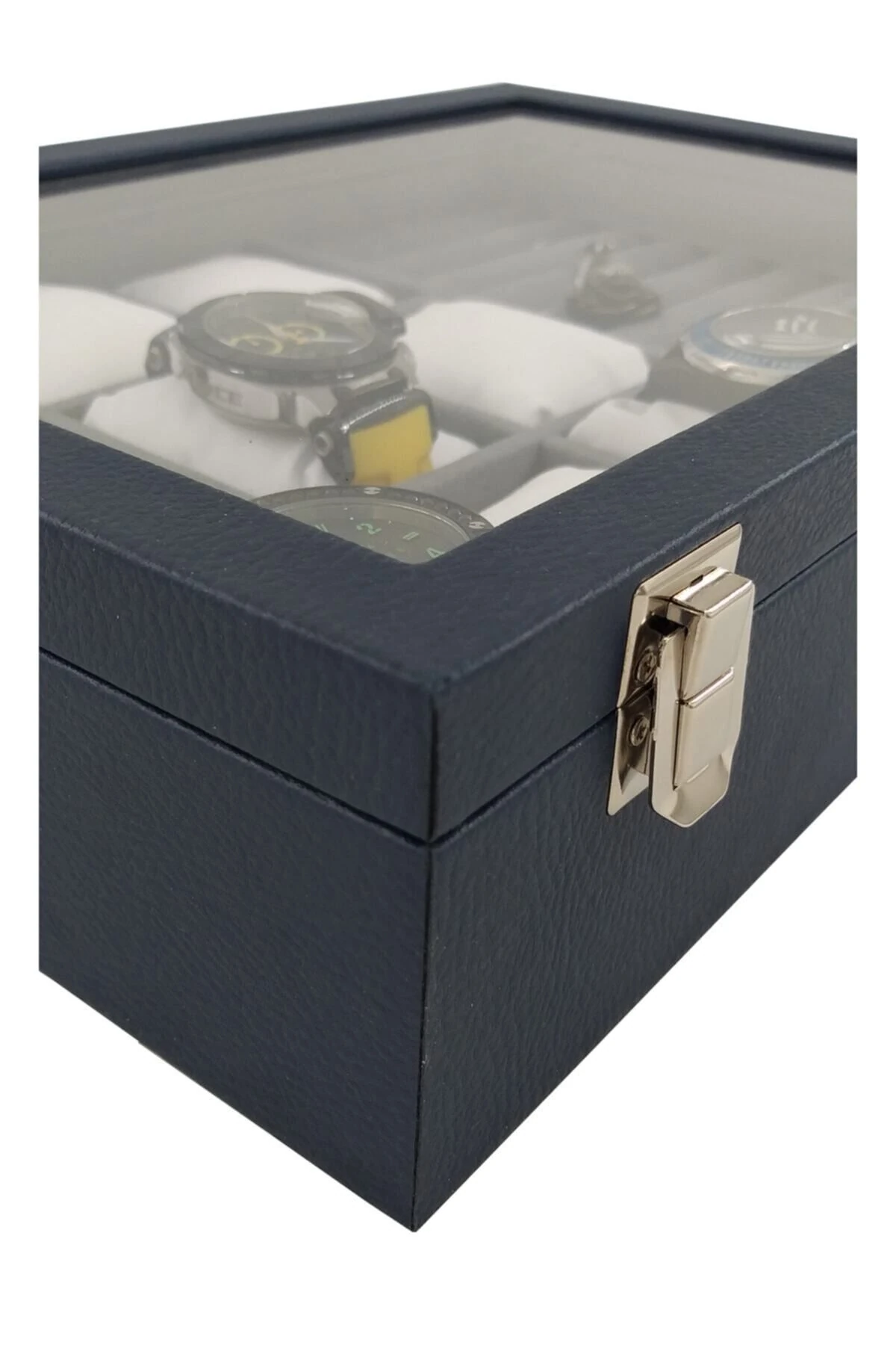 Saat Kutusu 9'lu Takı Bölmeli Lacivert Kroko