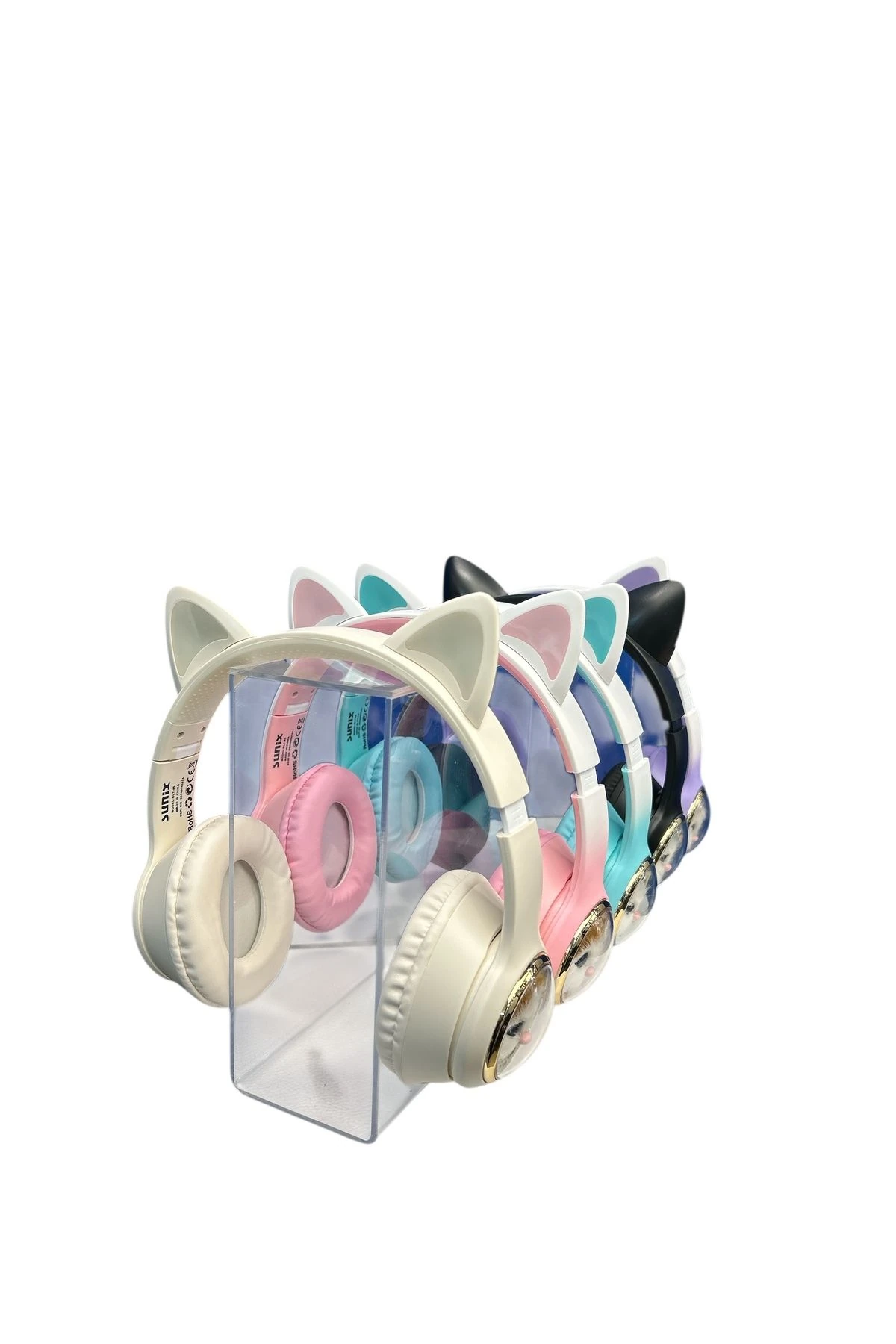 Şeffaf Pleksi Kulaklık Standı – 5'li Stand, Kulaklık Düzenleyici, 35x8.5x20 cm