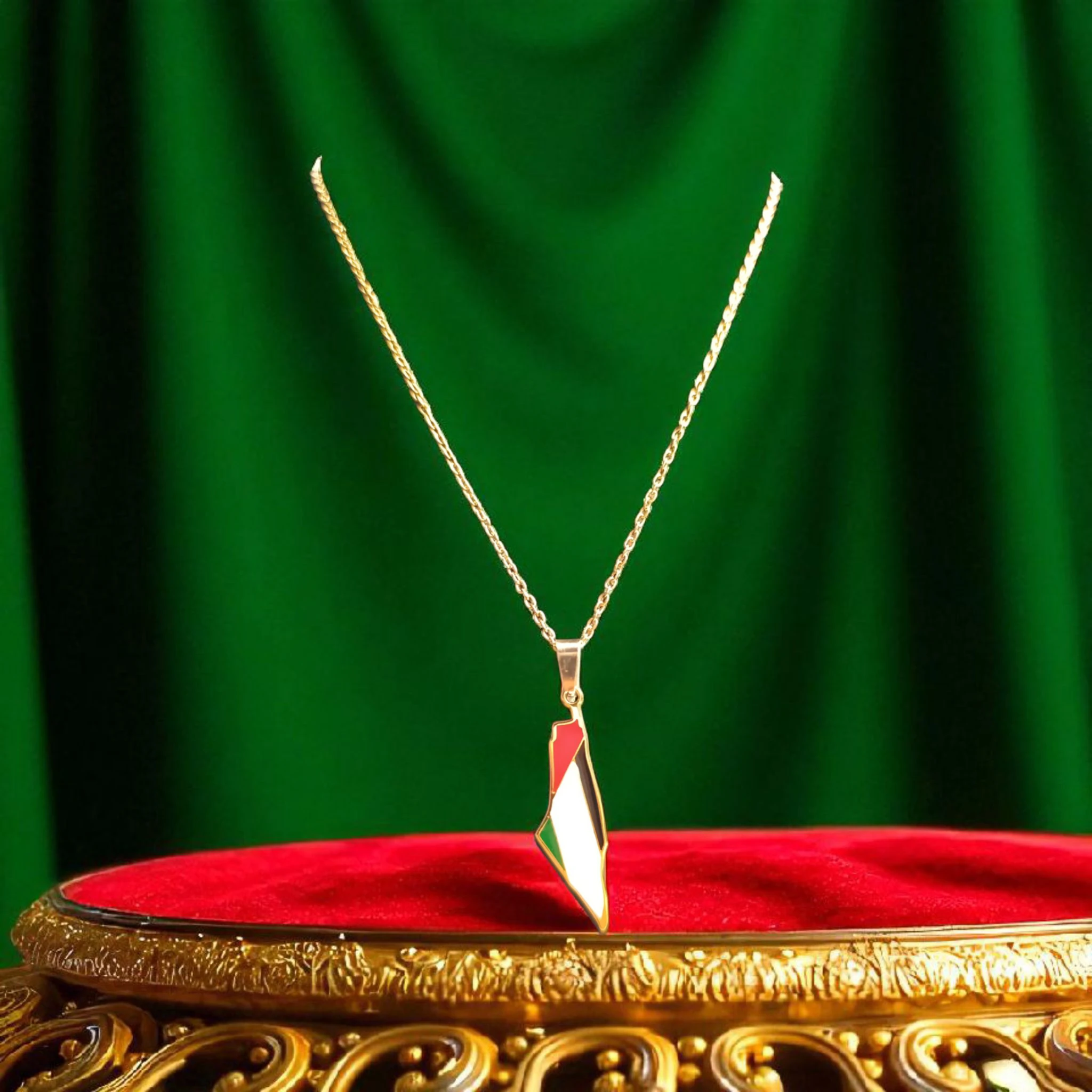 Filistin Harita Tasarım Çelik Kolye