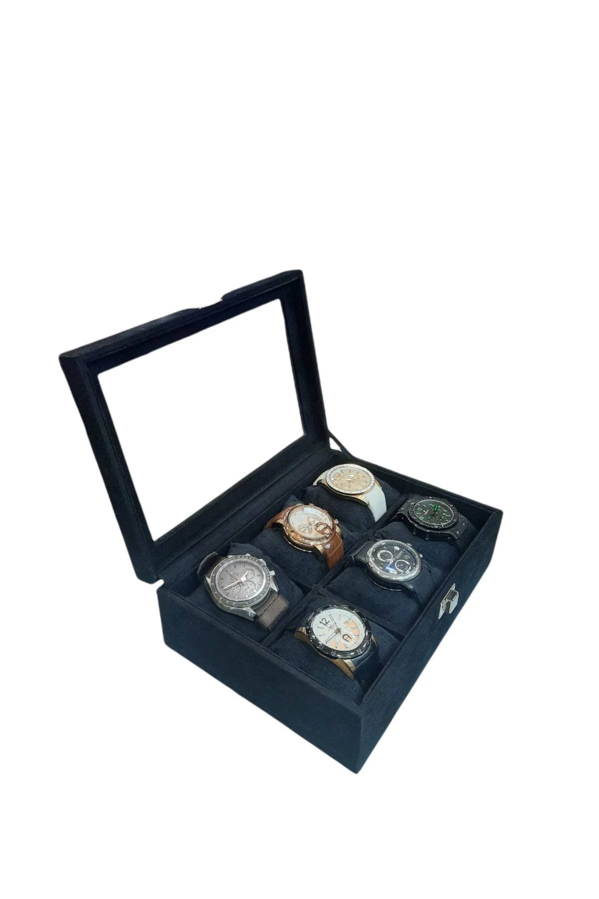 Saat Kutusu 6'lı Alcantara Siyah