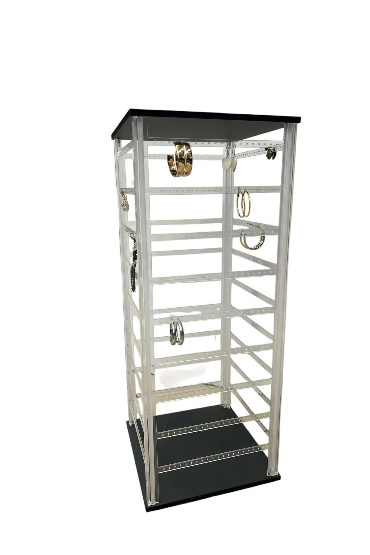 Pleksi Glass 4 Taraflı Dönen Küpe Standı