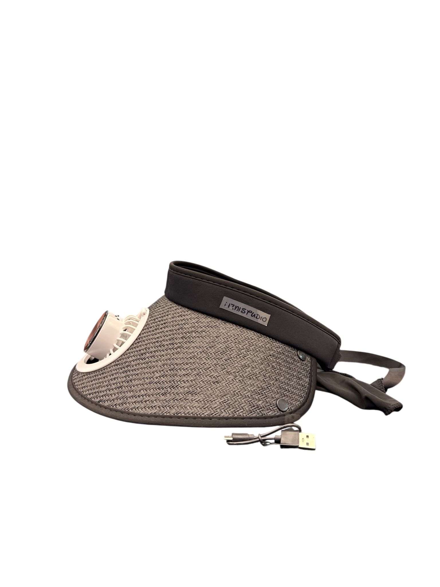 Güneş Enerjili Fanlı Şapka – Bayan Model- Ayarlanabilir, Serinletici Pervaneli Şapka, Hasır Siyah