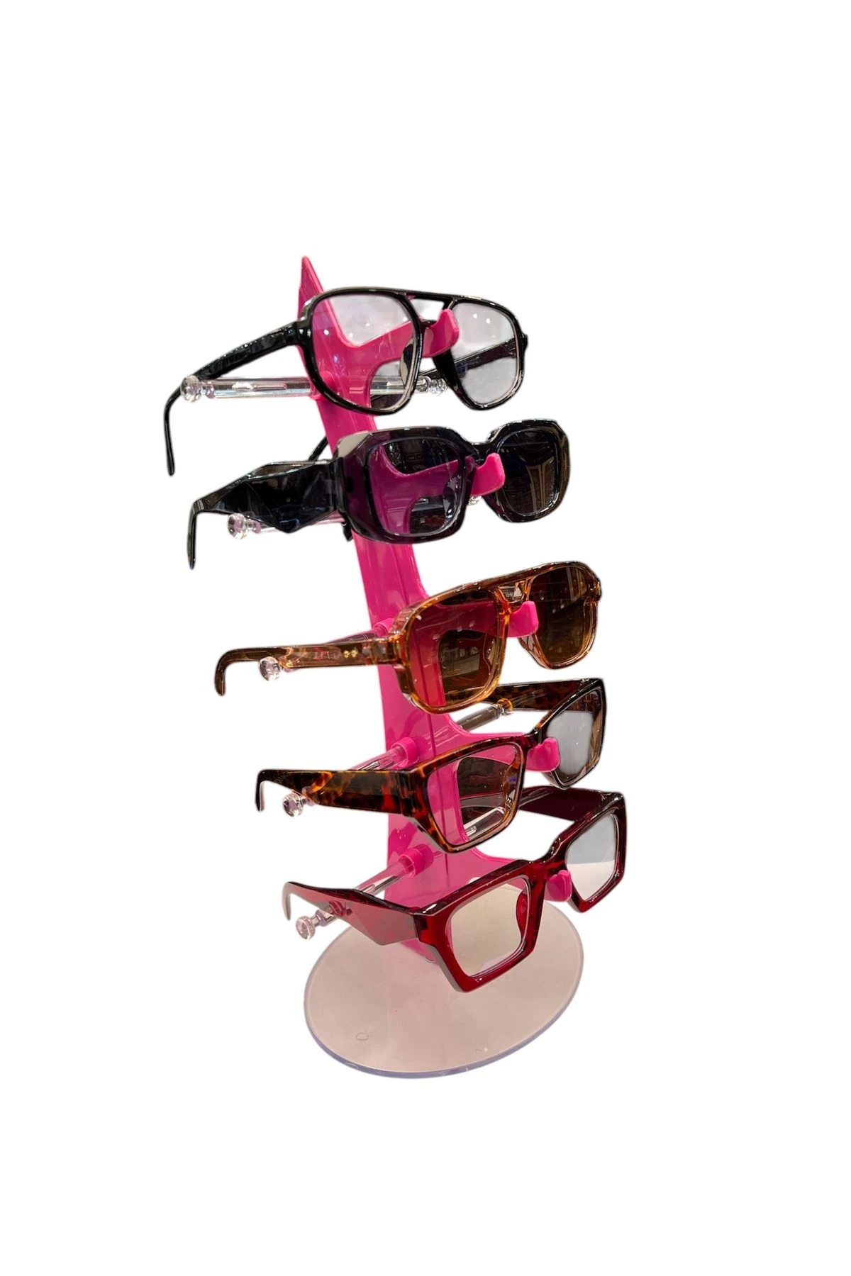 Gözlük Standı Yelken Model, 5 Gözlük Kapasiteli Standı Koyu Pembe