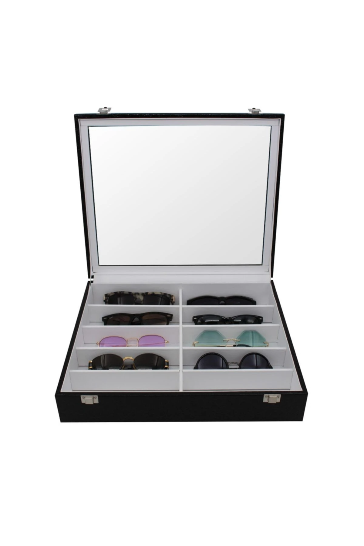 Gözlük Kutusu 10'lu Rugan Siyah Içi Beyaz