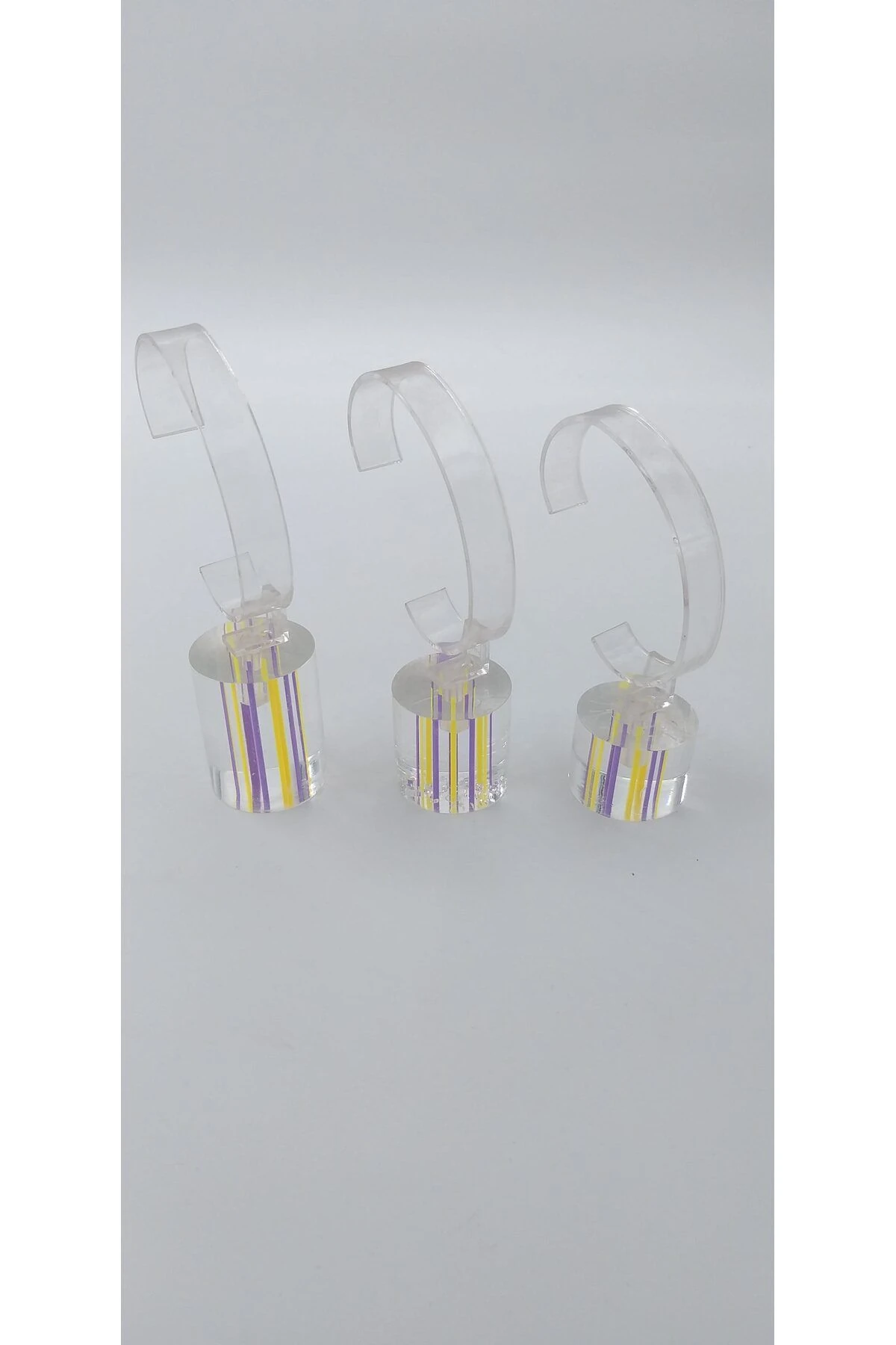 Saat Standı 3'lü Set Lazer Model Oval Sarı&Lila