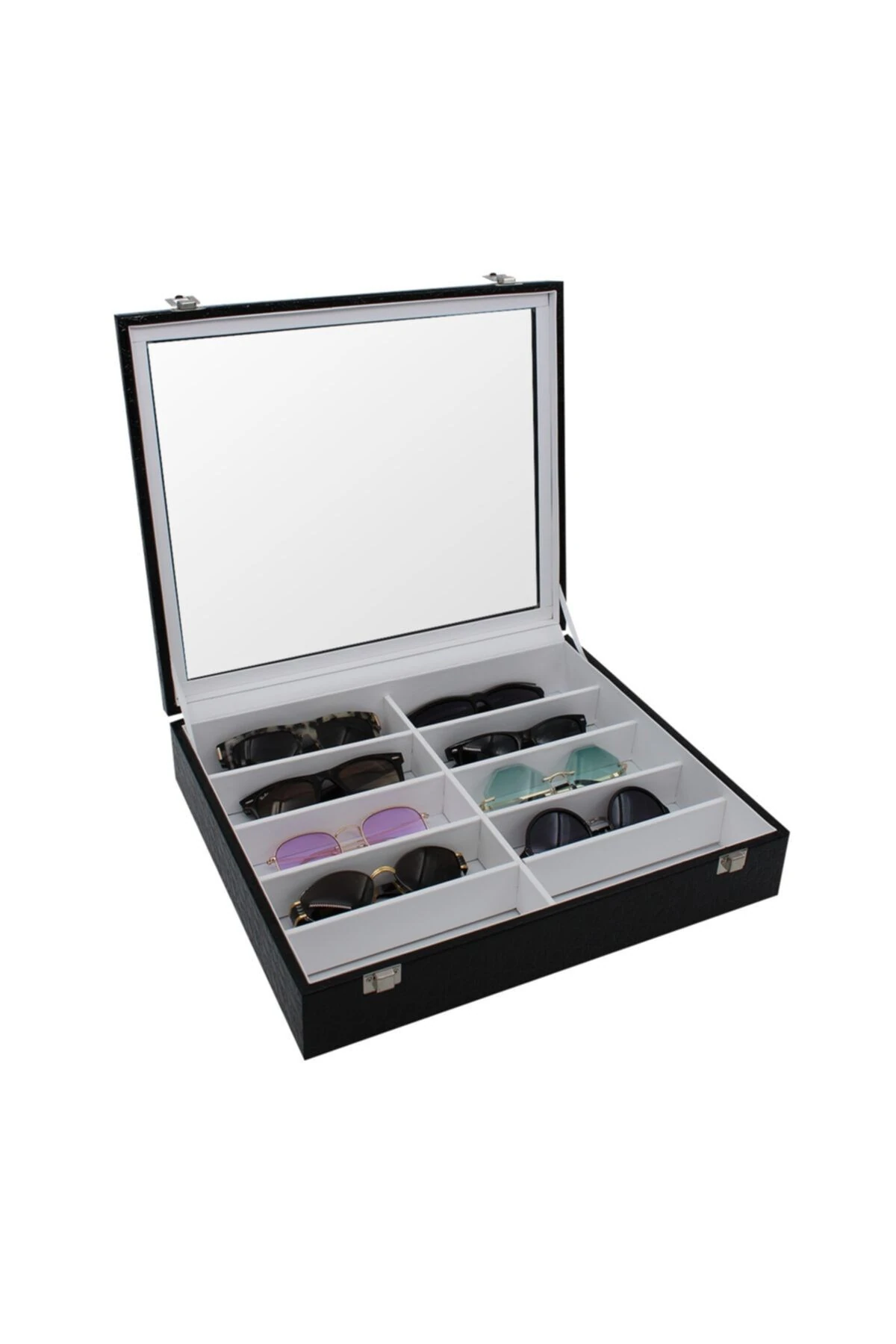 Gözlük Kutusu 10'lu Rugan Siyah Içi Beyaz