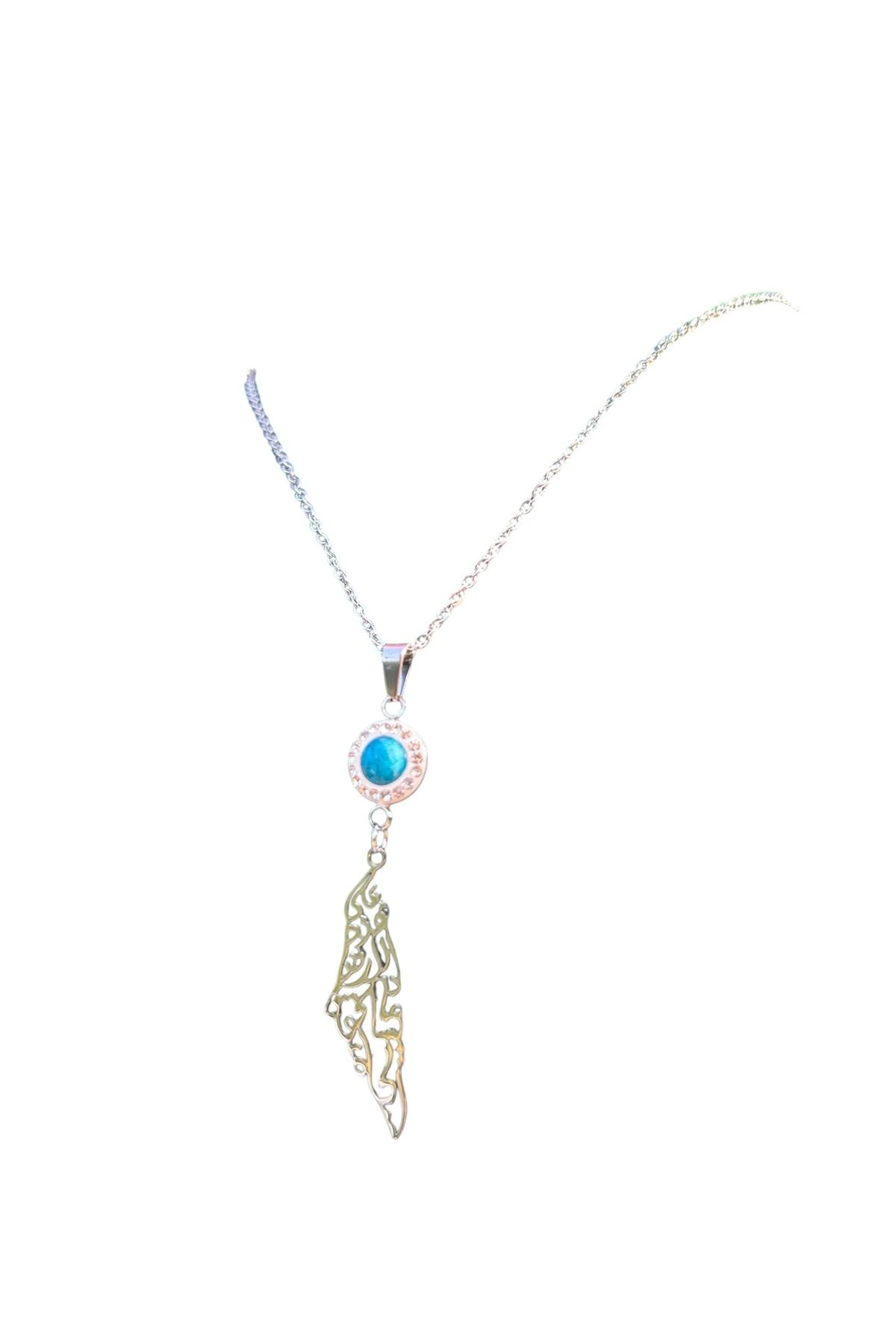 Filistin Haritalı Mescid-i Aksa Temalı Özel Tasarım Taşlı Kolye