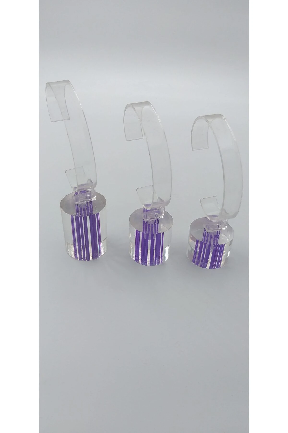 Saat Standı 3'lü Set Lazer Model Oval Lila