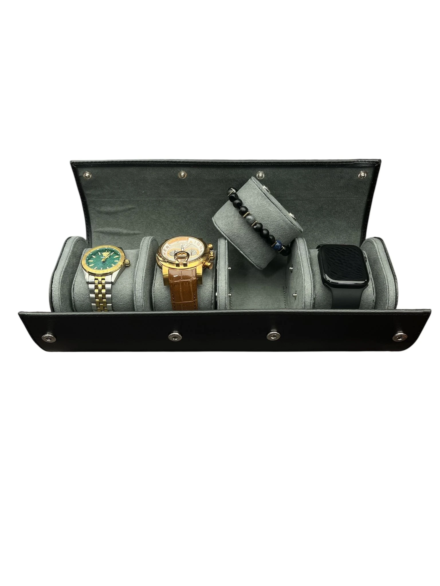 Saat Taşıma Kutusu Çıtçıtlı 4’lü – Seyahat Model Siyah