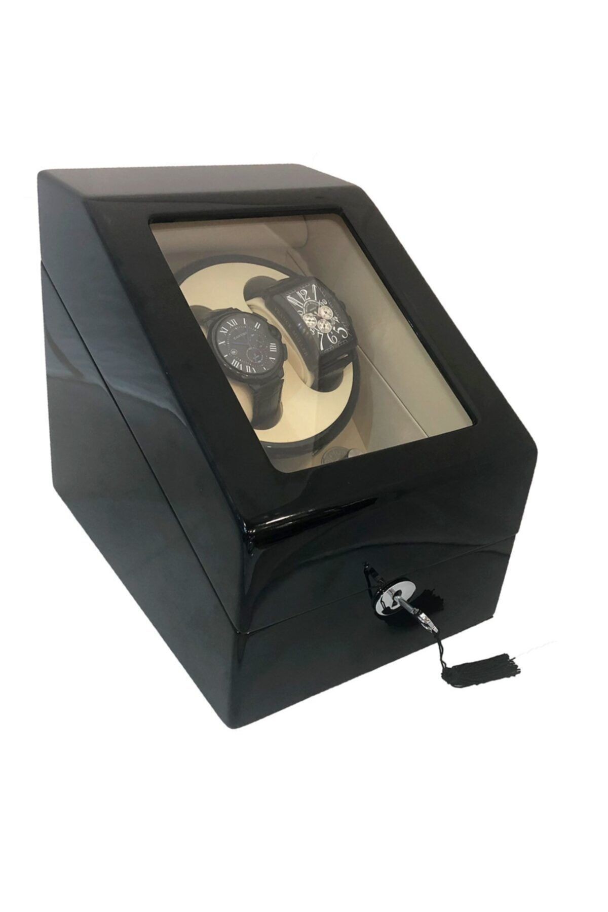 Otomatik Saat Kurma Kutusu 2 3 Bw Piano Black Kaplama Led Işık Sistemli