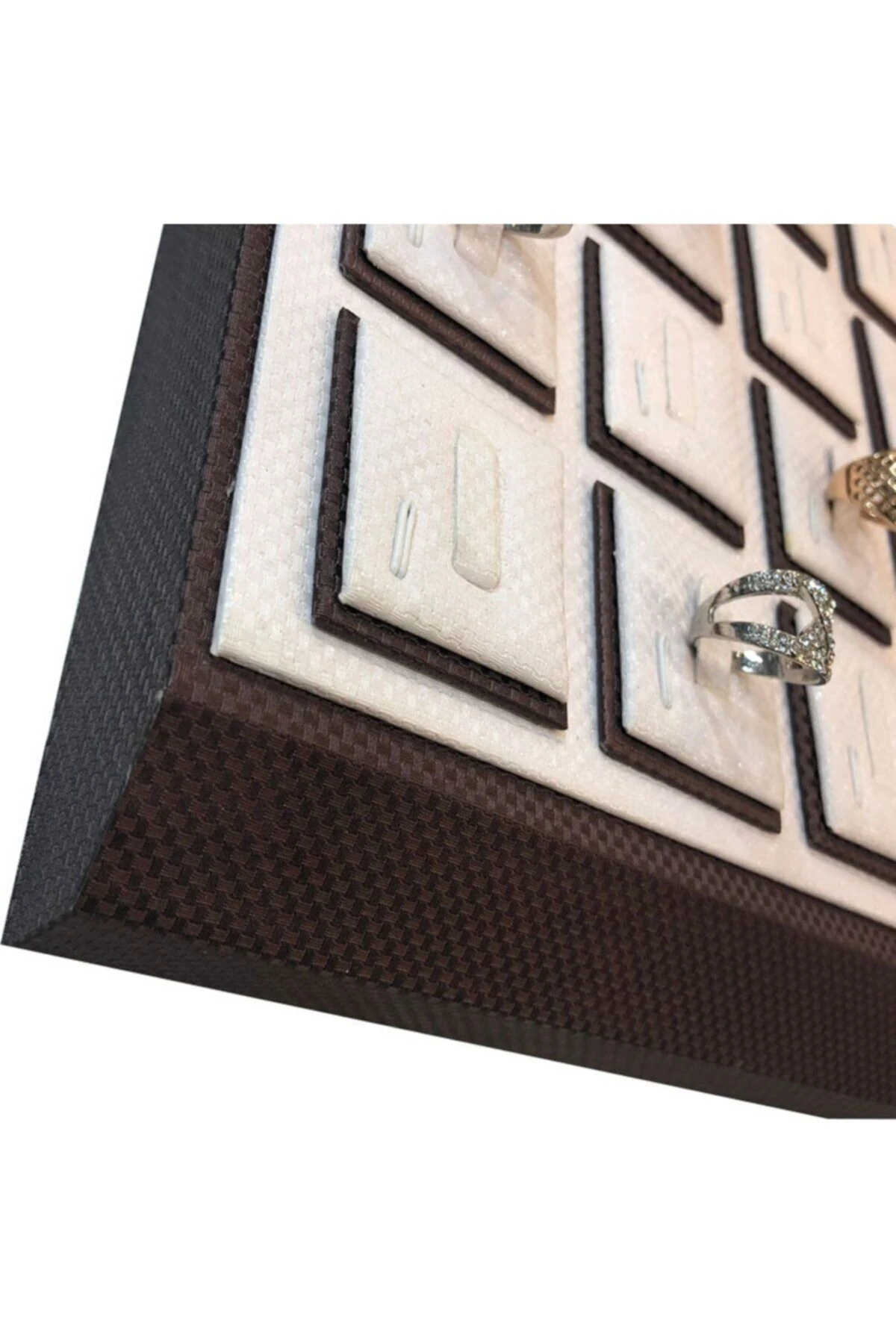 Yüzük Tablası 20'li Karbon Tırnaklı Model Kahve