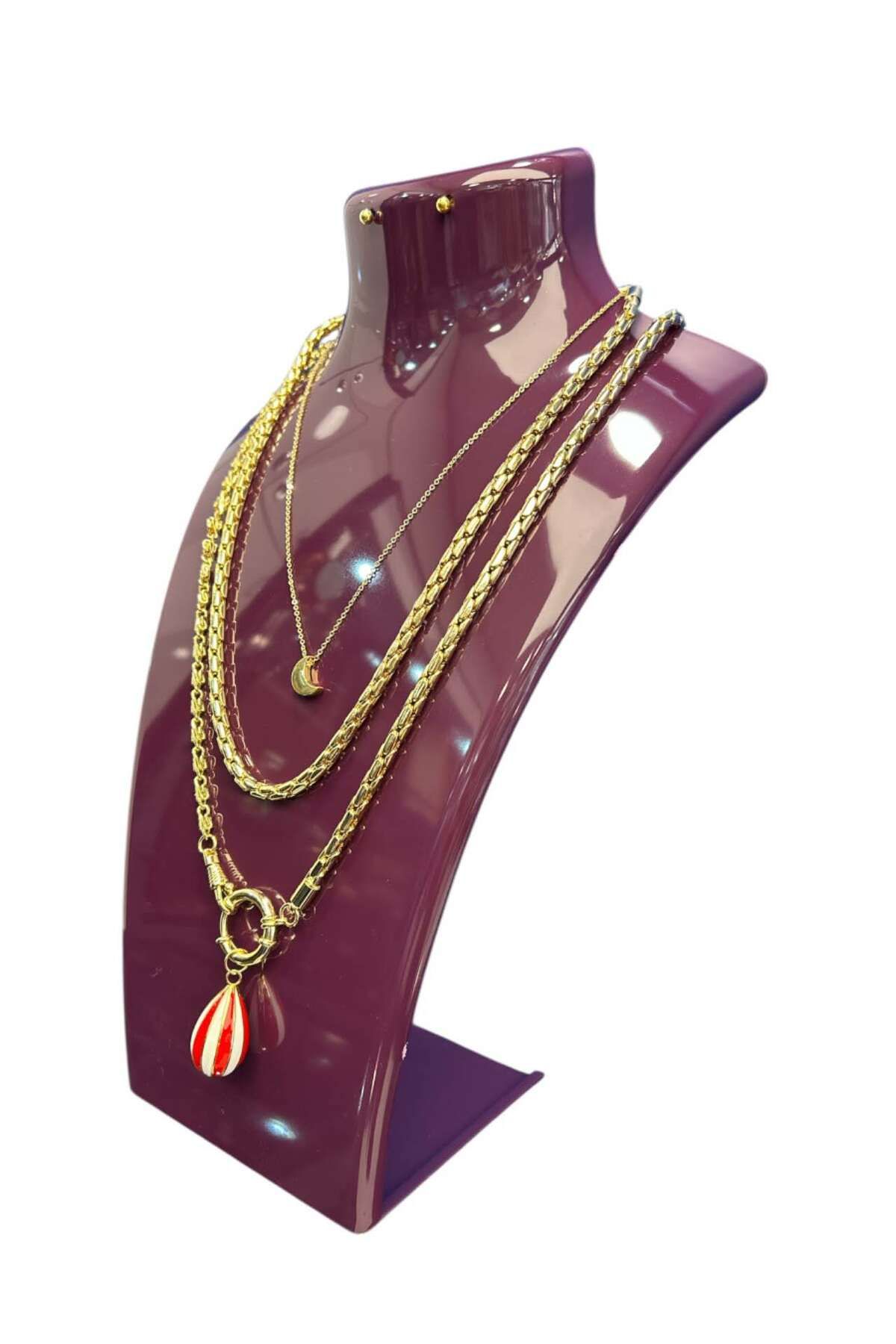 Kolye Standı Akrilik -Takı Teşhir ve Saklama Standı Mor 19x30 cm