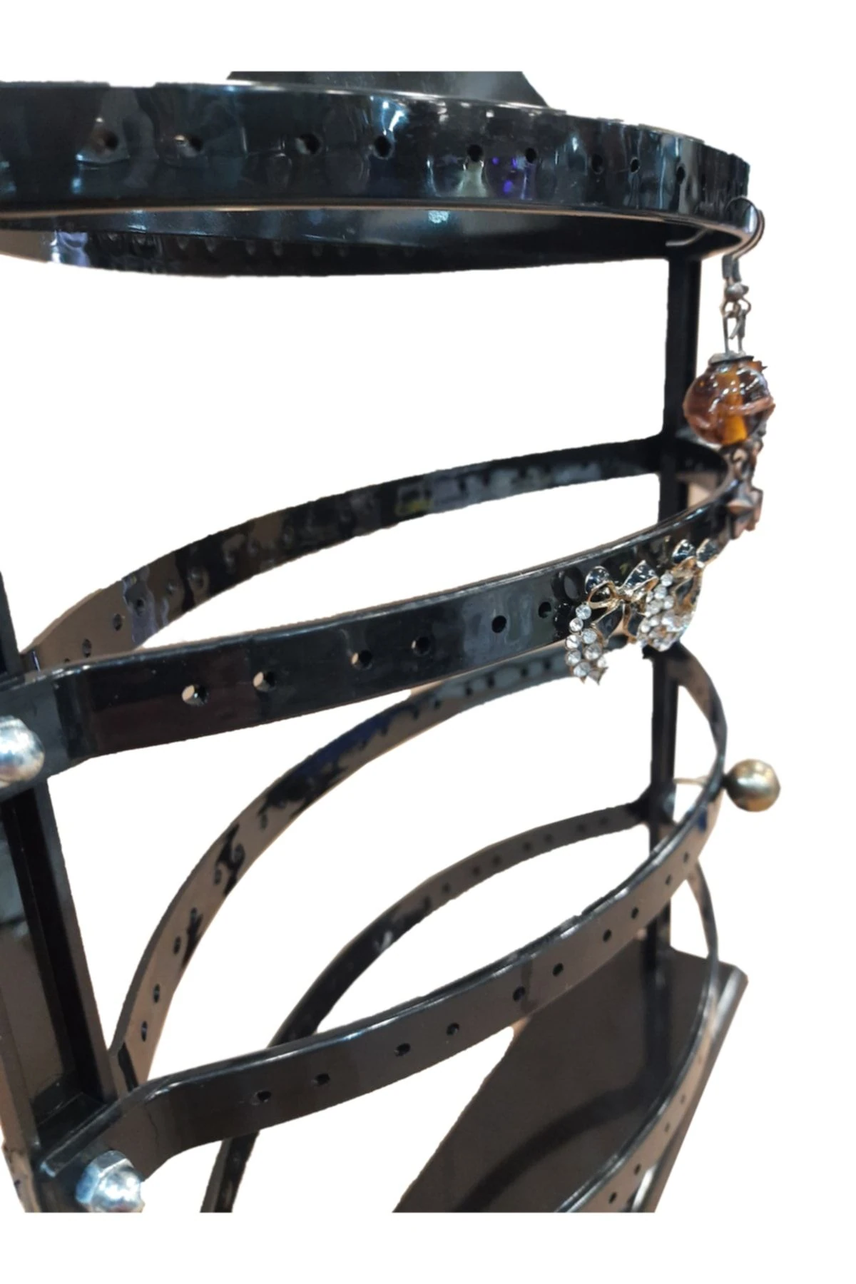 Küpe Standı 4 Katlı Çift Yönlü Oval Siyah