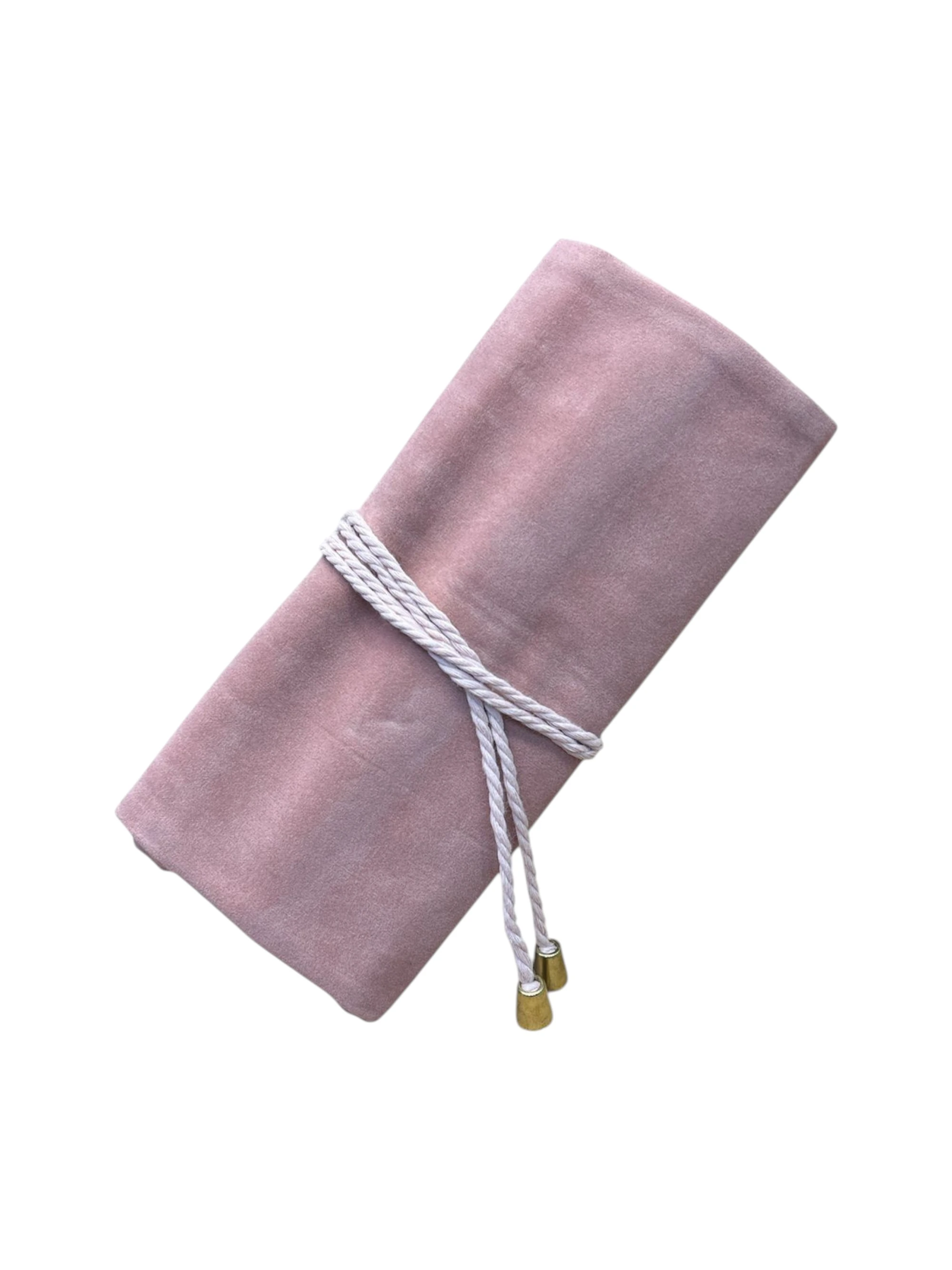 Kadife Takı ve Mücevher Seyahat Rulo Düzenleyicisi – Pembe 35x20 cm