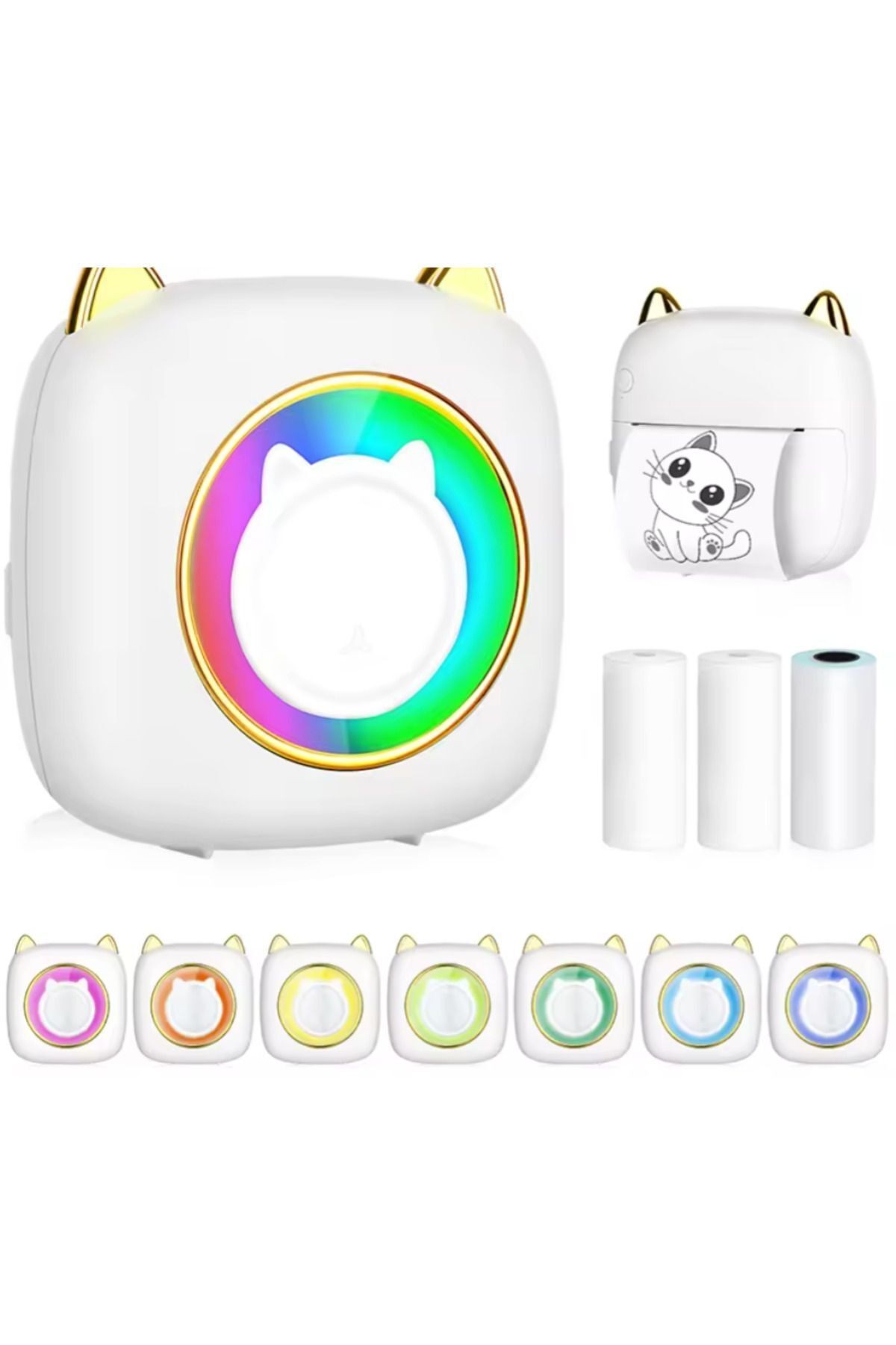 Mini Taşınabilir Bluetooth Yazıcı, Spesiyal Gold Model, Yedek 1 Beyaz Rulo Kağıt Hediye.