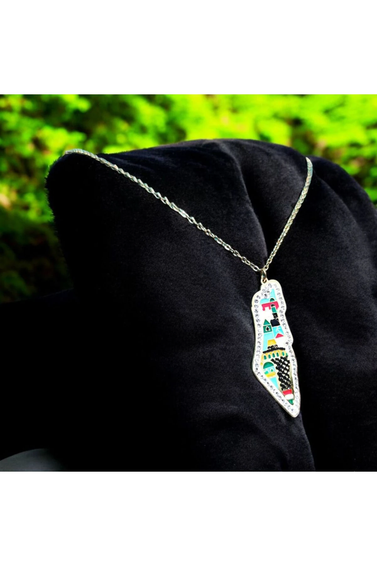 Filistin Haritalı Mescid-i Aksa Temalı Özel Tasarım Kolye