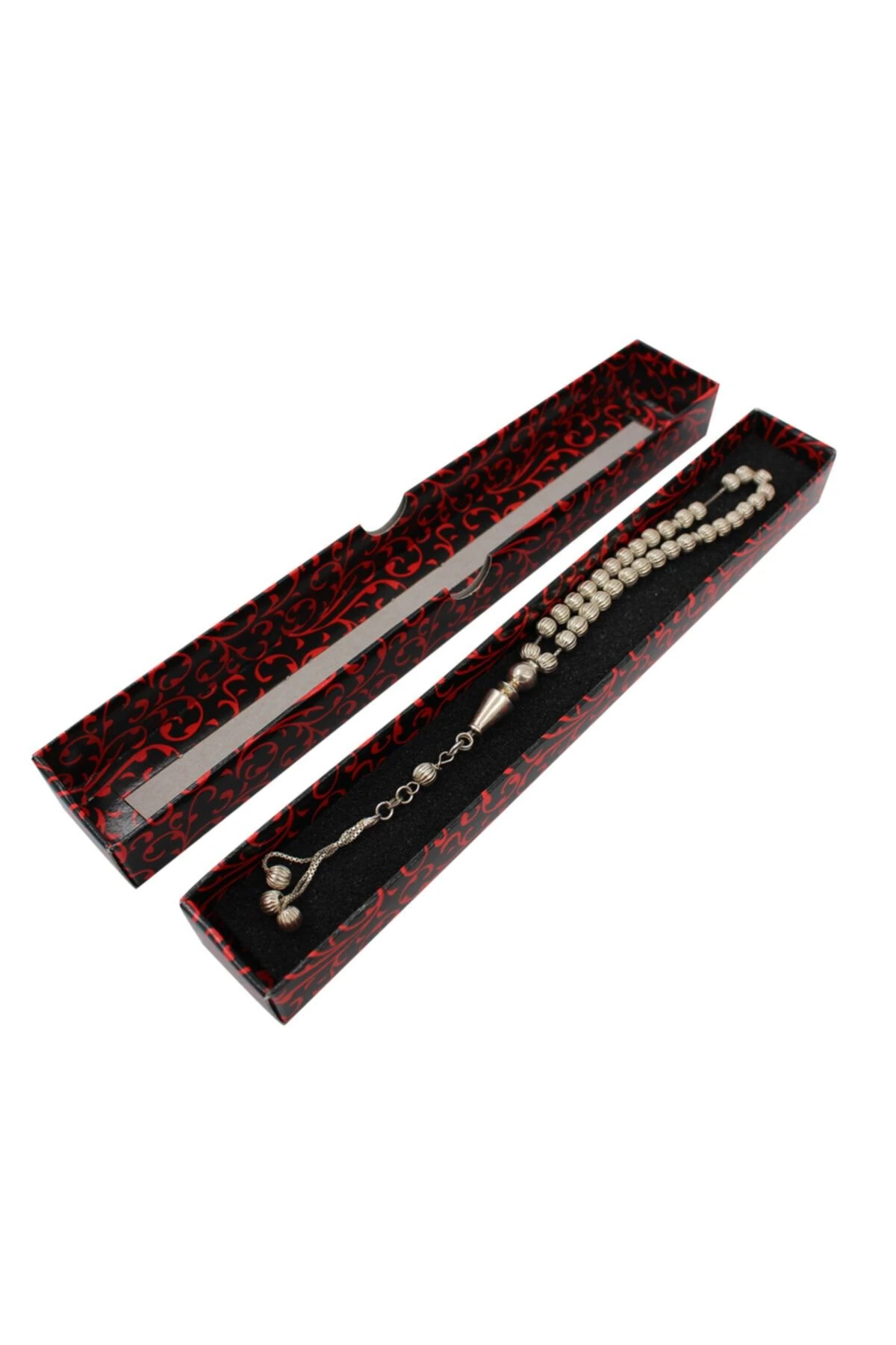 Tesbih Kutusu Tekli Uzun Karton Kırmızı Desenli (30 ADET)