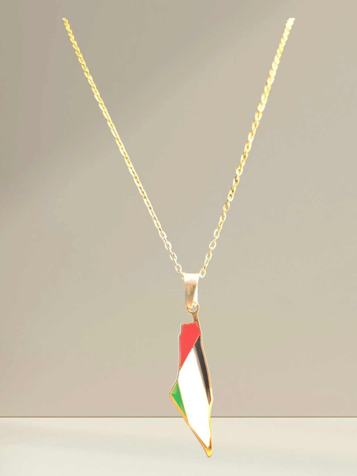 Filistin Harita Tasarım Çelik Kolye