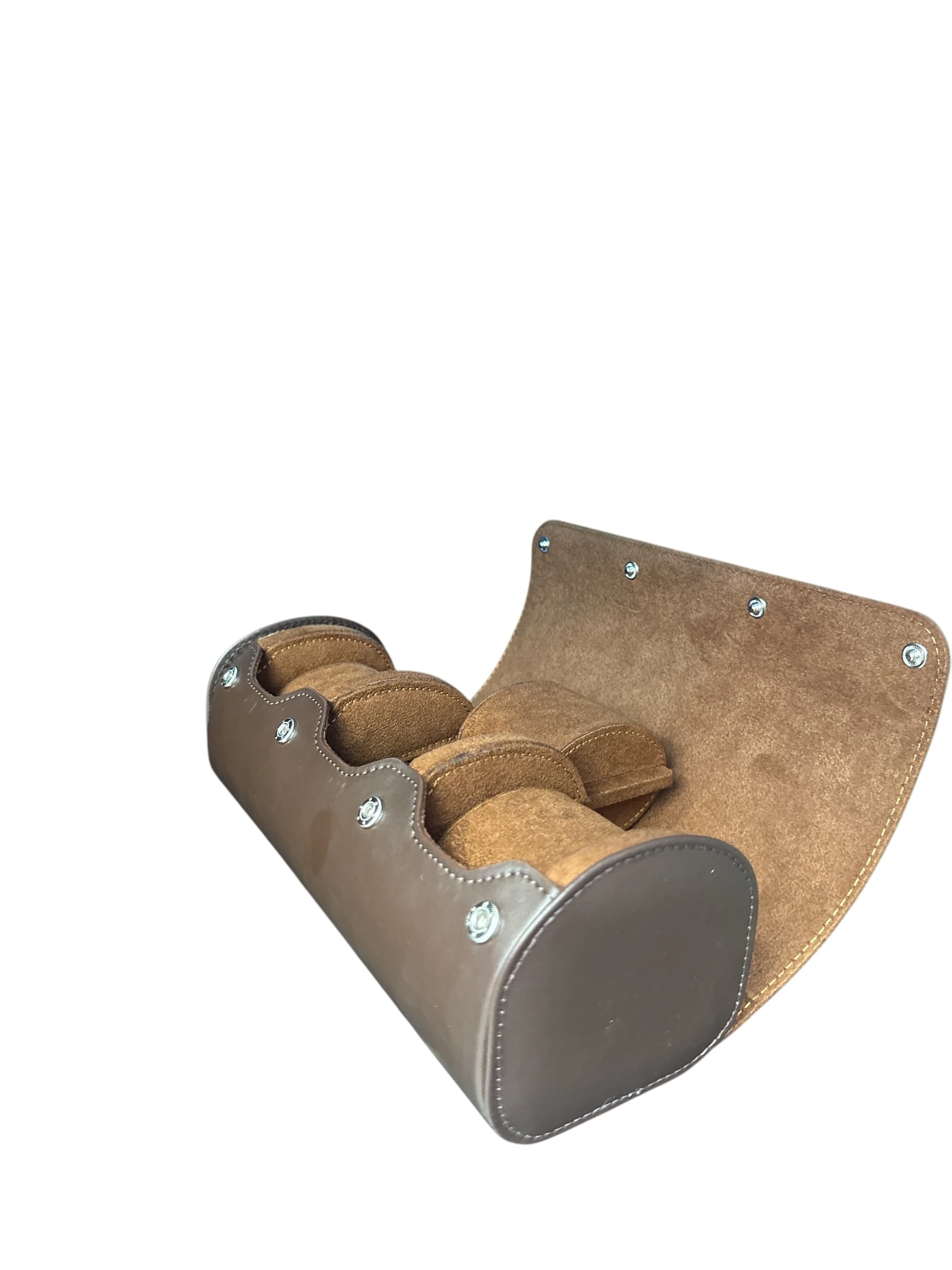 3’lü Çıtçıtlı Saat ve Takı Kutusu – Pull Up Suni Deri, El Yapımı Özel Yastıklı Tasarım Kahve Rengi