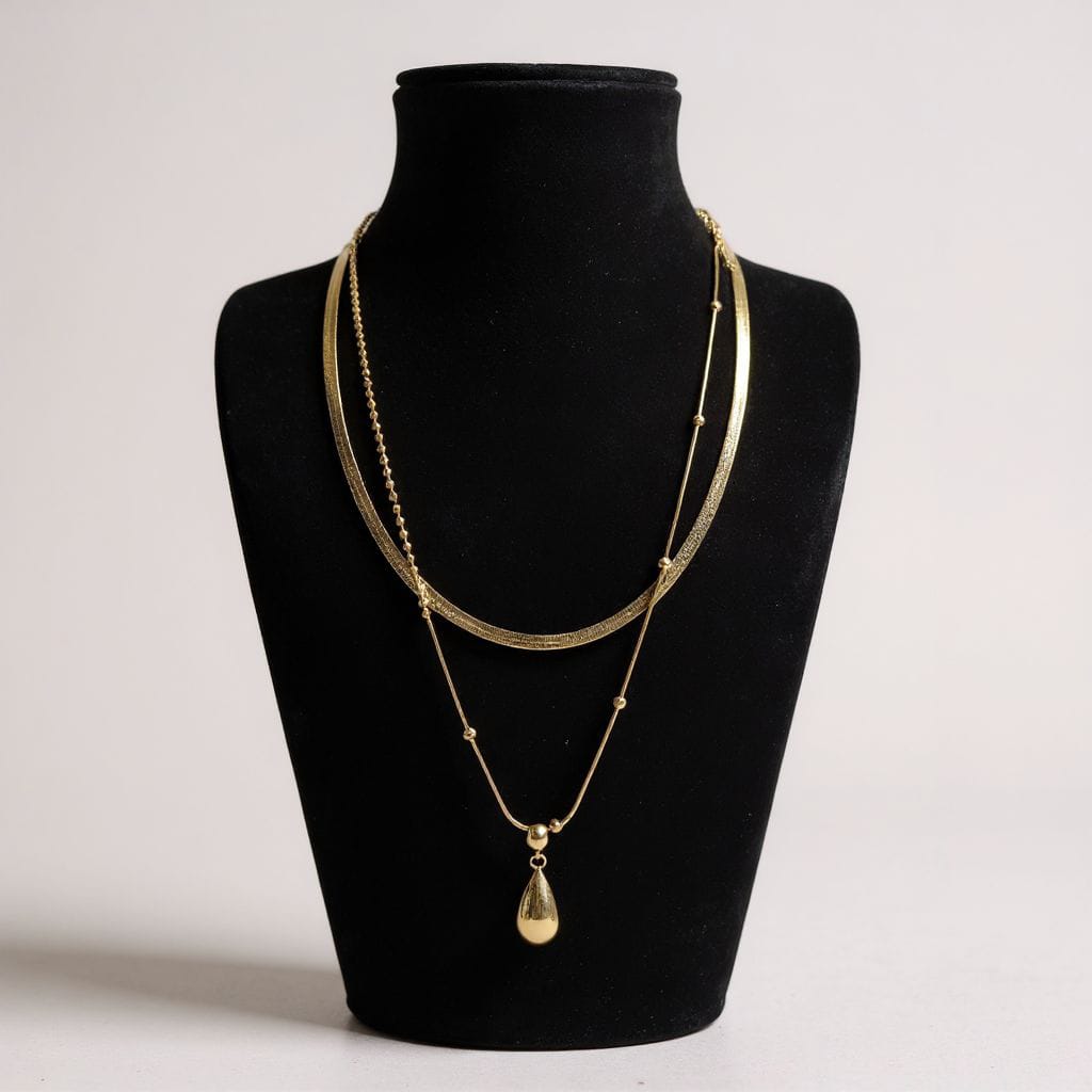 Çift Katlı Damla Uçlu Kolye – Zarif ve Şık Tasarım Takı