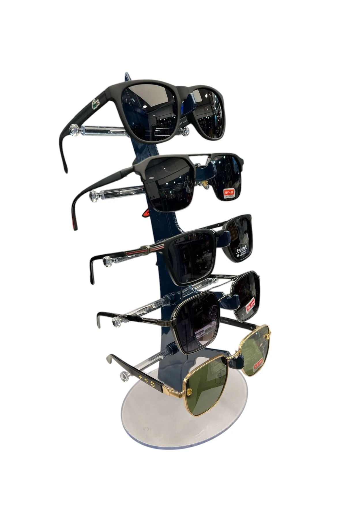 Gözlük Standı Yelken Model, 5 Gözlük Kapasiteli Teşhir Standı Koyu Lacivert