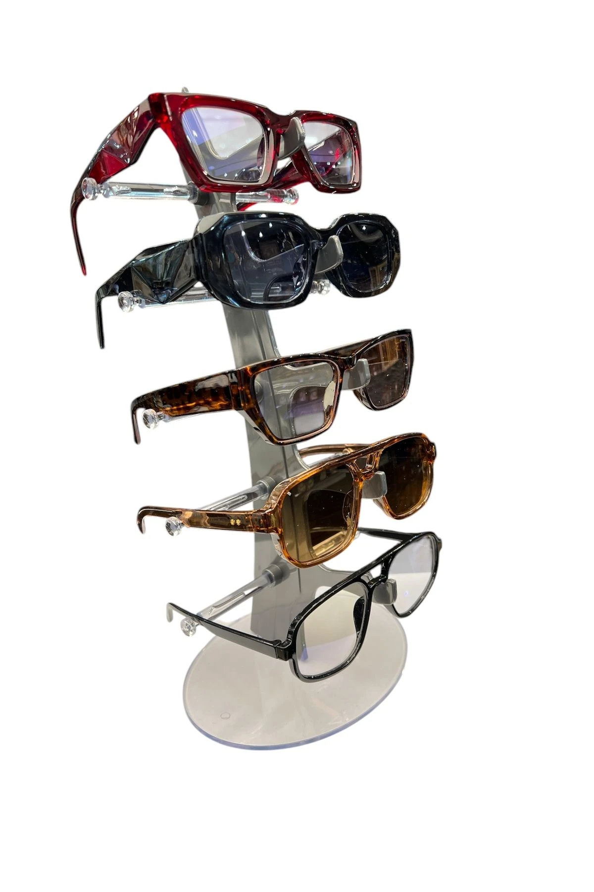 Gözlük Standı Yelken Model, 5 Gözlük Kapasiteli Standı Sedefli Silver