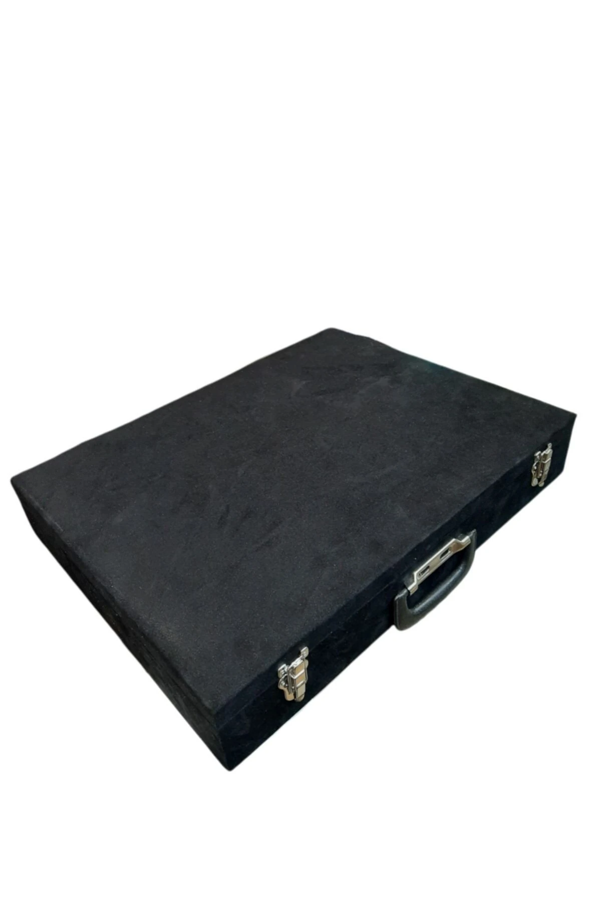 Saat Çantası 30'lu Camsız Siyah Alcantara