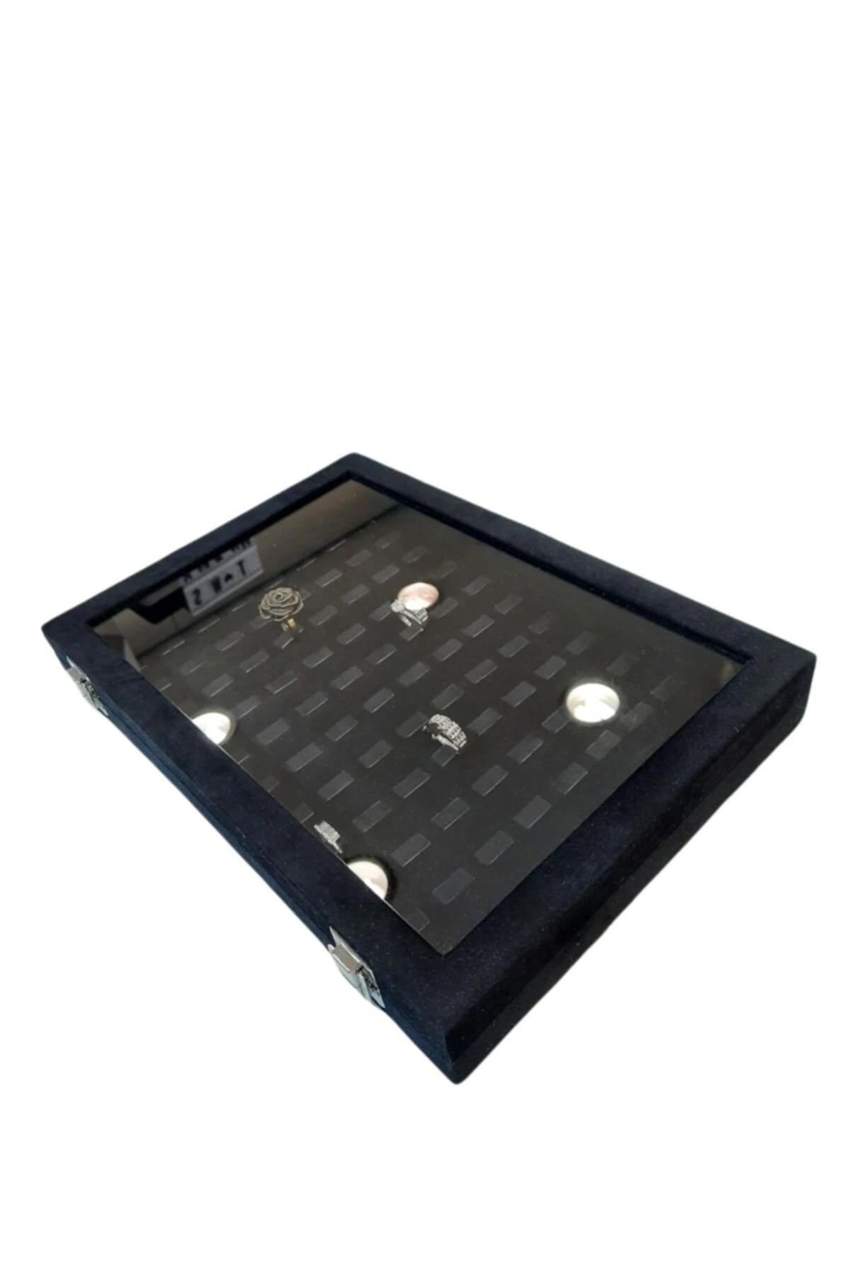 Yüzük Kutusu Tırnaklı Model Alcantara Siyah