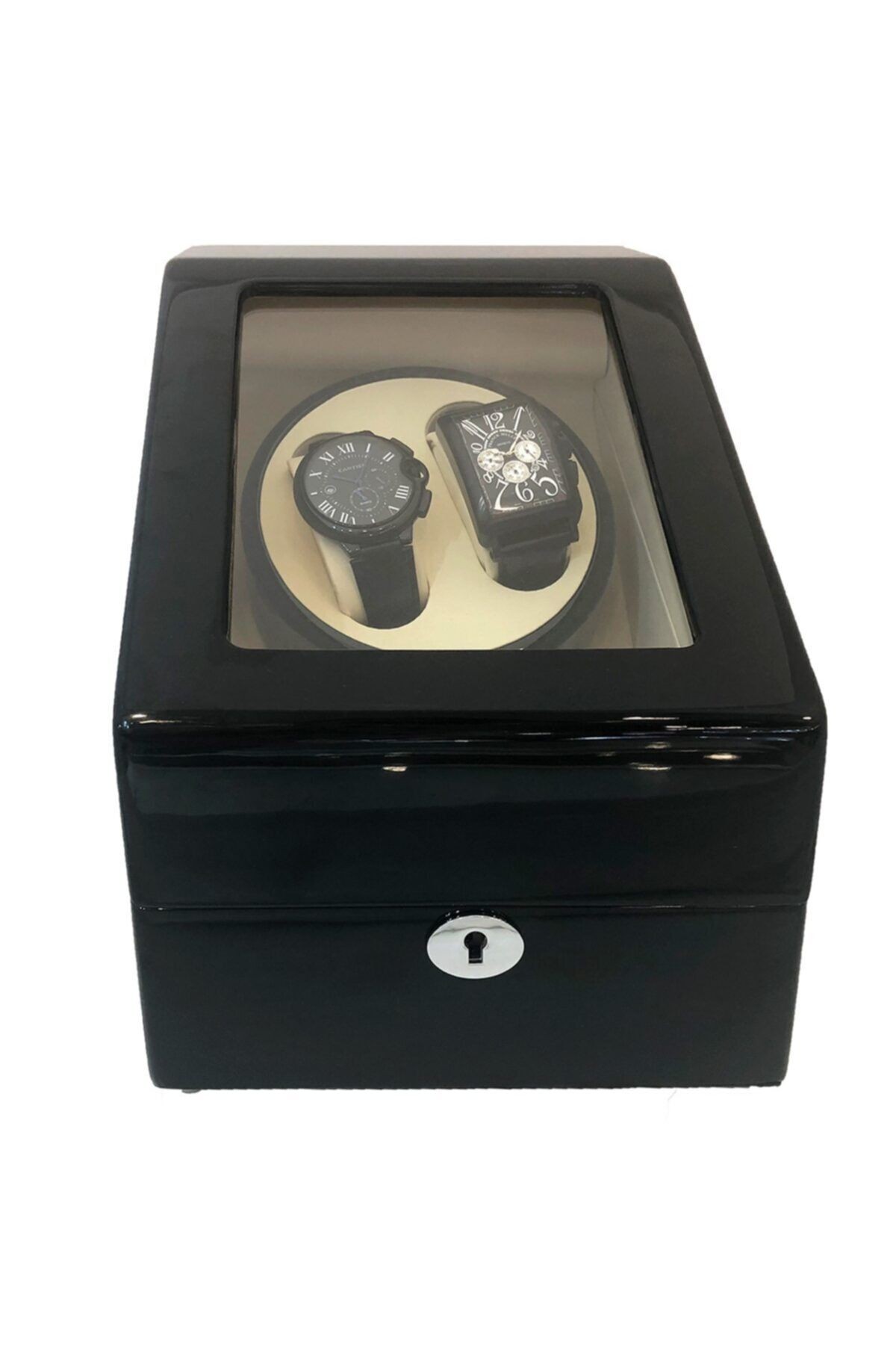 Otomatik Saat Kurma Kutusu 2 3 Bw Piano Black Kaplama Led Işık Sistemli