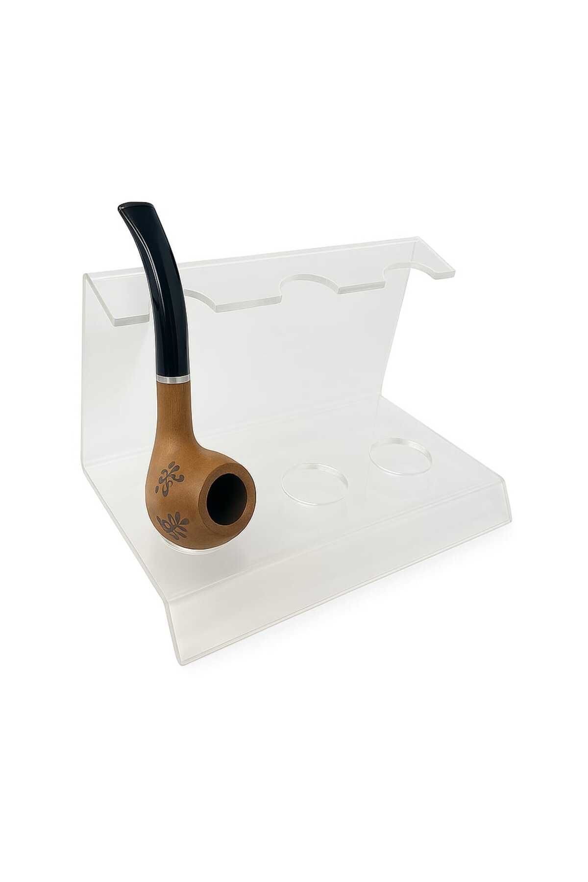 3’lü Şeffaf Pleksi Pipo Standı – 11x12 cm | Modern & Şık Pipo Düzenleyici