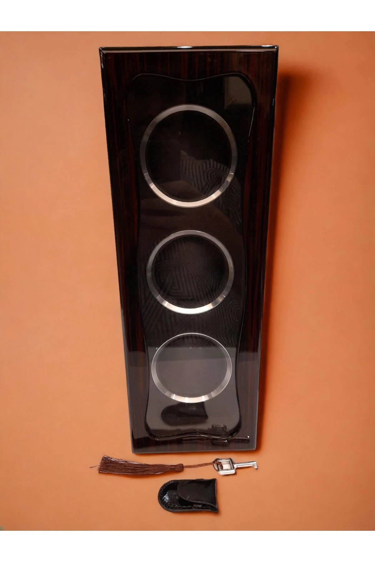 Saat Kutusu Özel Üretim Piano Ahşap Damarlı Yuvarlak Model 3'lü