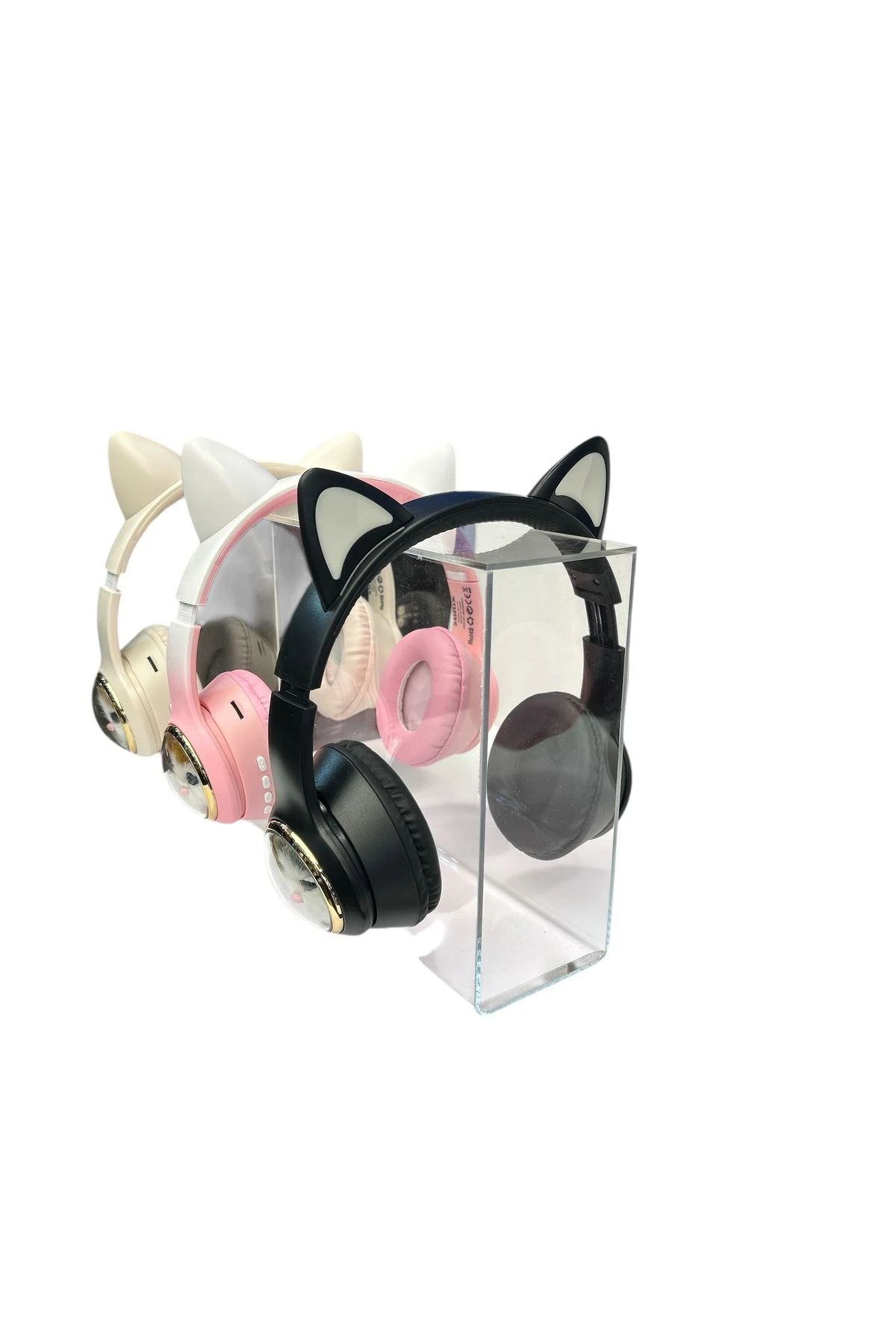 Şeffaf Pleksi Kulaklık Standı – 5'li Stand, Kulaklık Düzenleyici, 35x8.5x20 cm